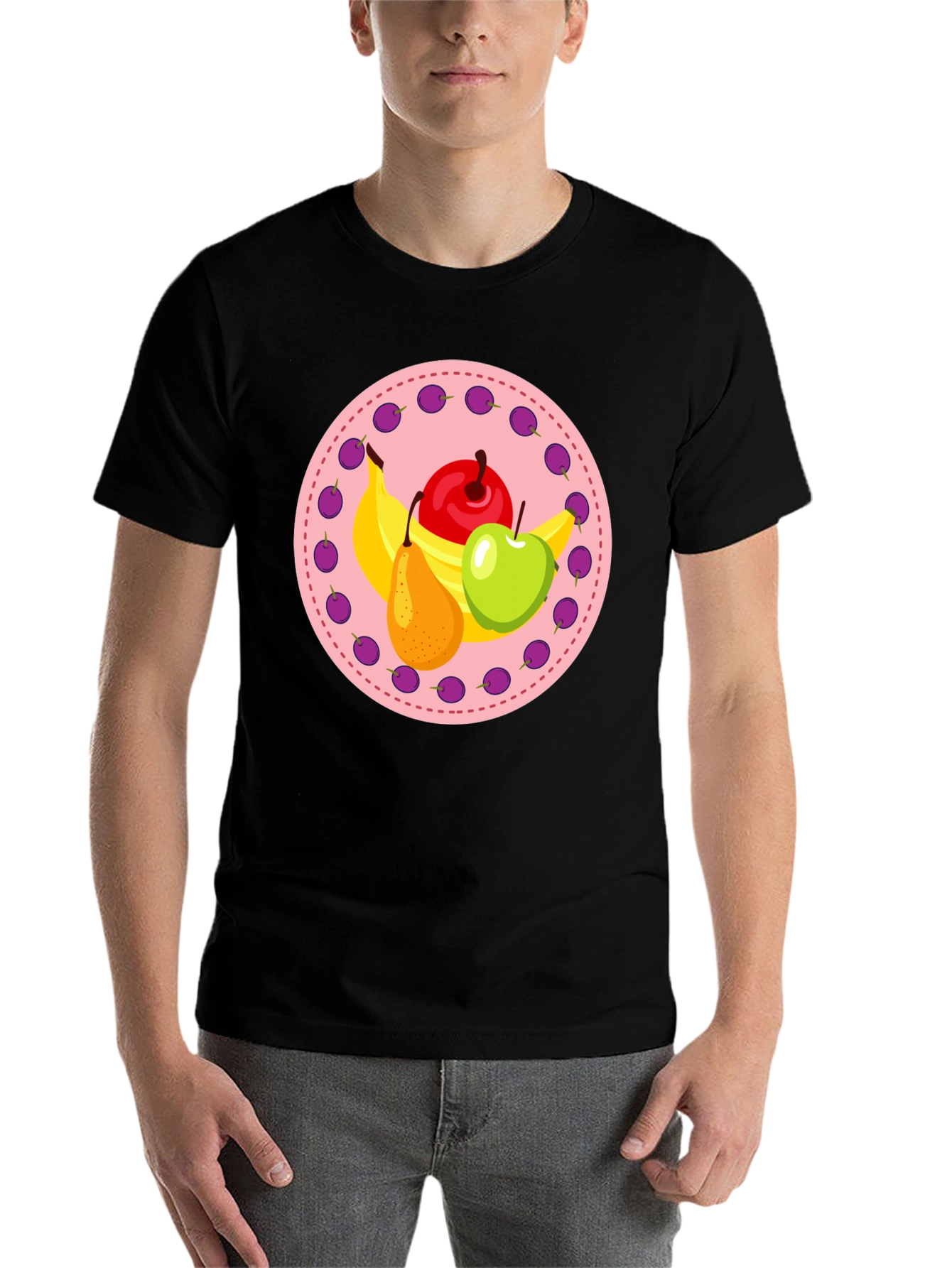 Black Fruit Medley Graphic Tee - Black Cotton Blend view 7