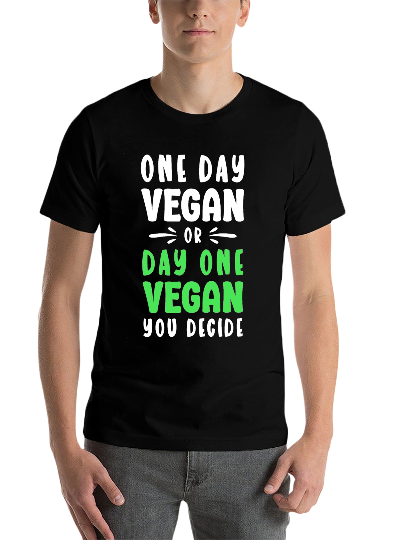 Black One Day Vegan T-Shirt - Decide Today! view 7