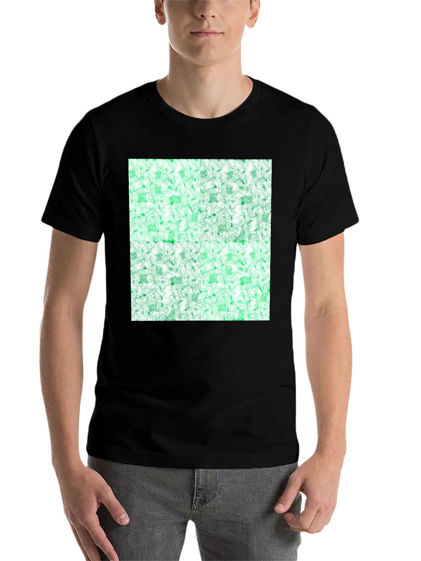 Black Emerald Fractal Pattern T-Shirt view 7