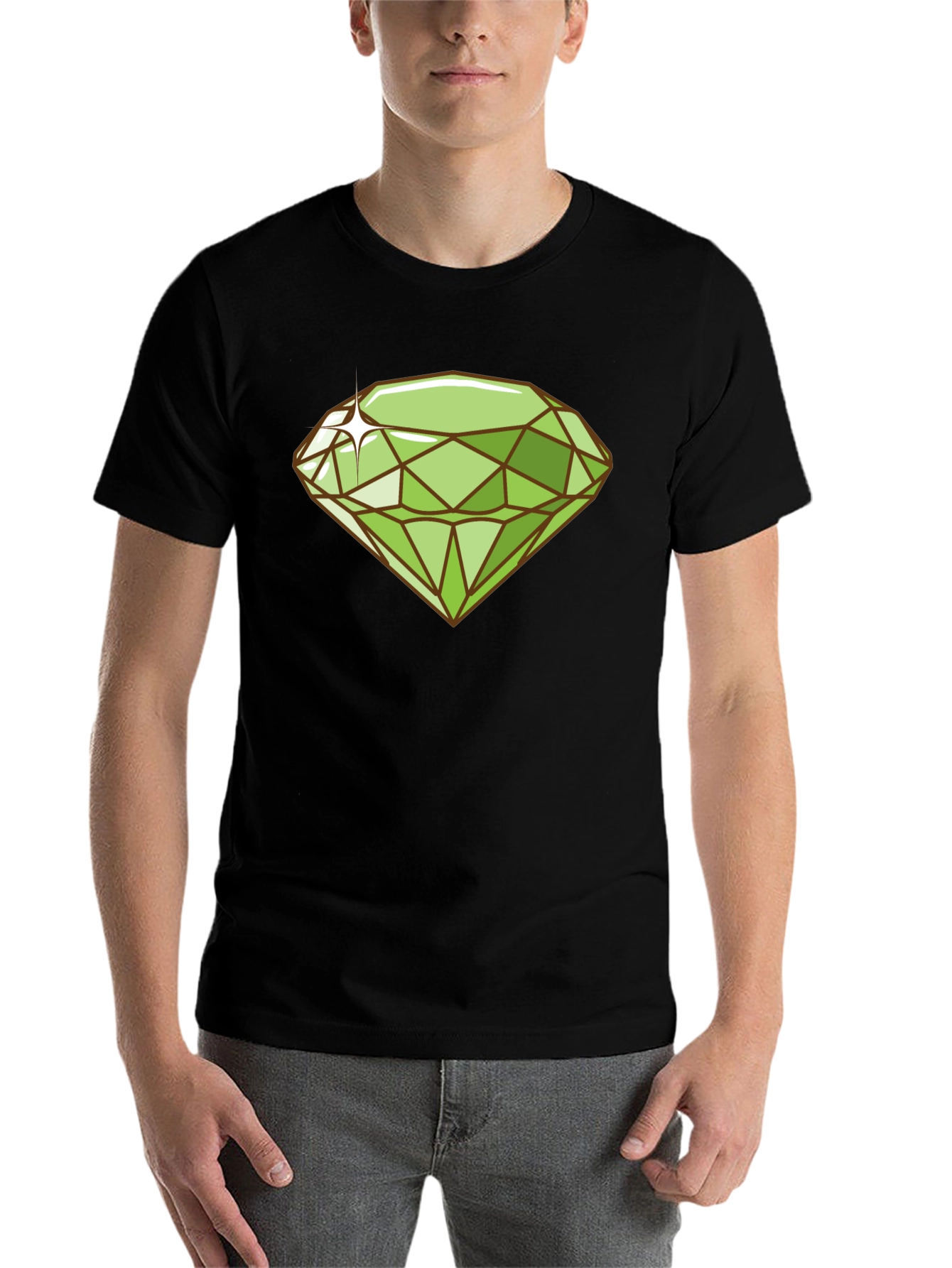 Black Emerald Gemstone Graphic Tee - Trendy Style view 7