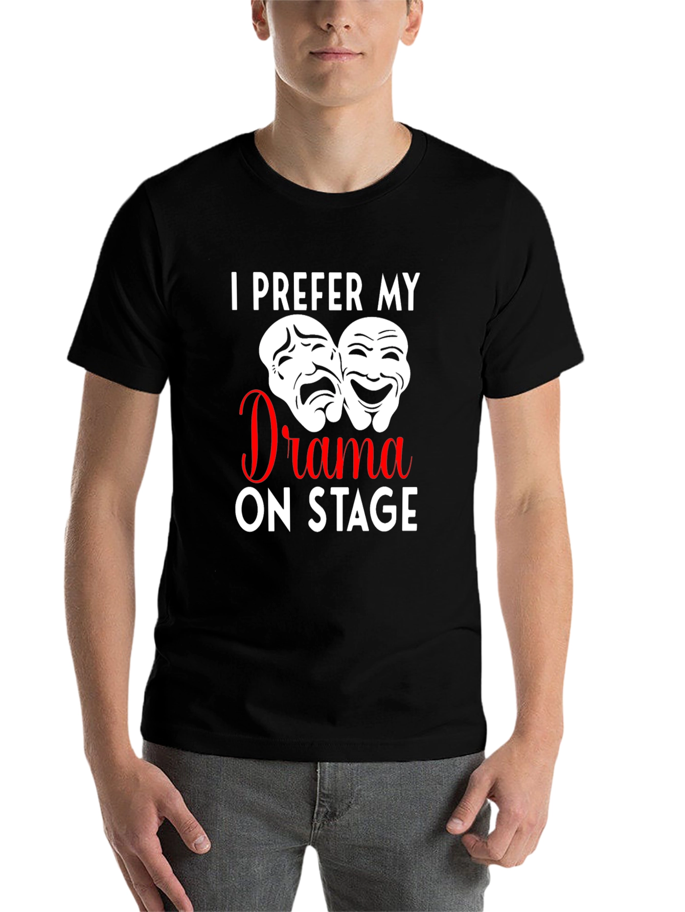 Black Drama On Stage T-Shirt, Theater Mask Design view 7