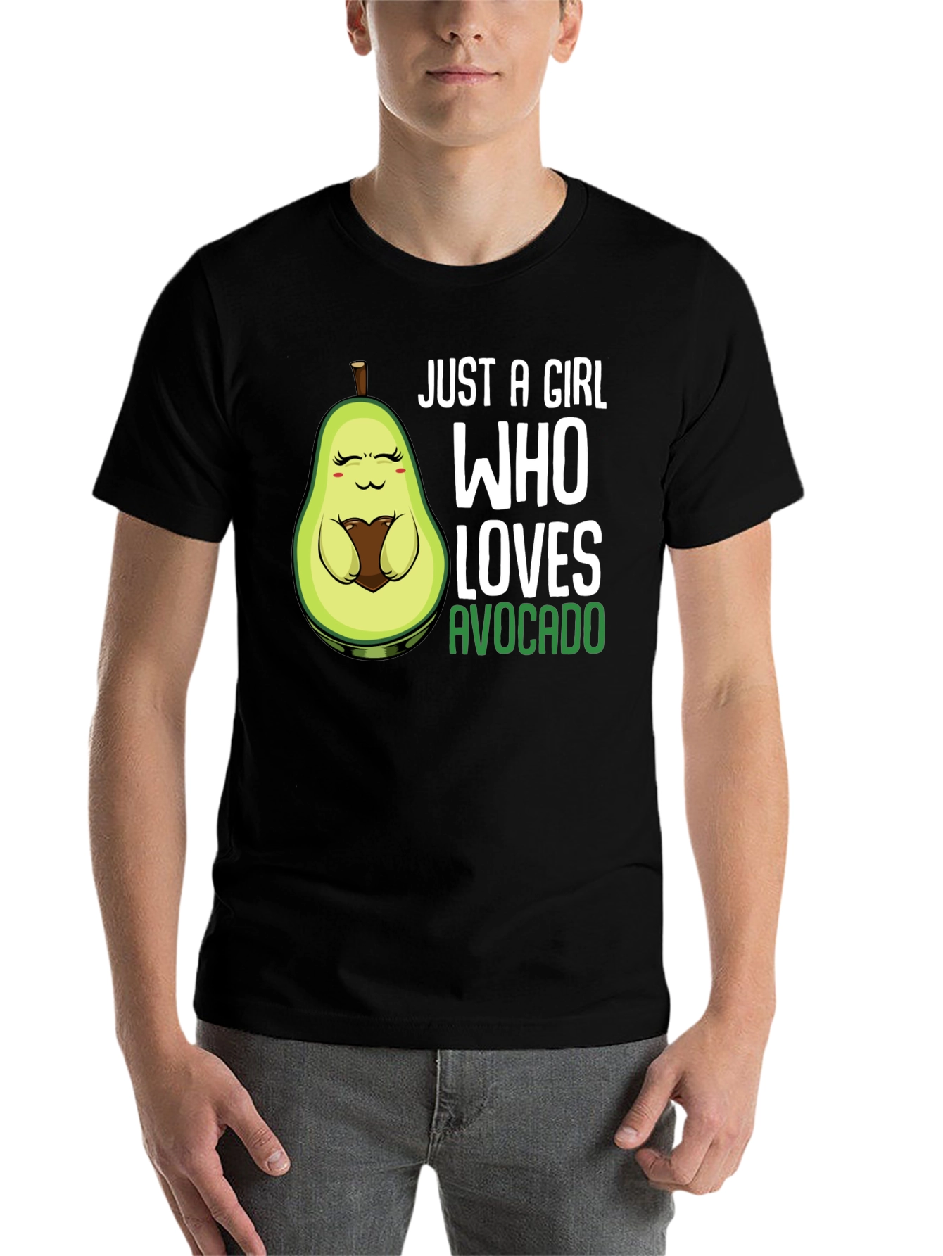 Black Just a Girl Who Loves Avocado Black T-Shirt view 7