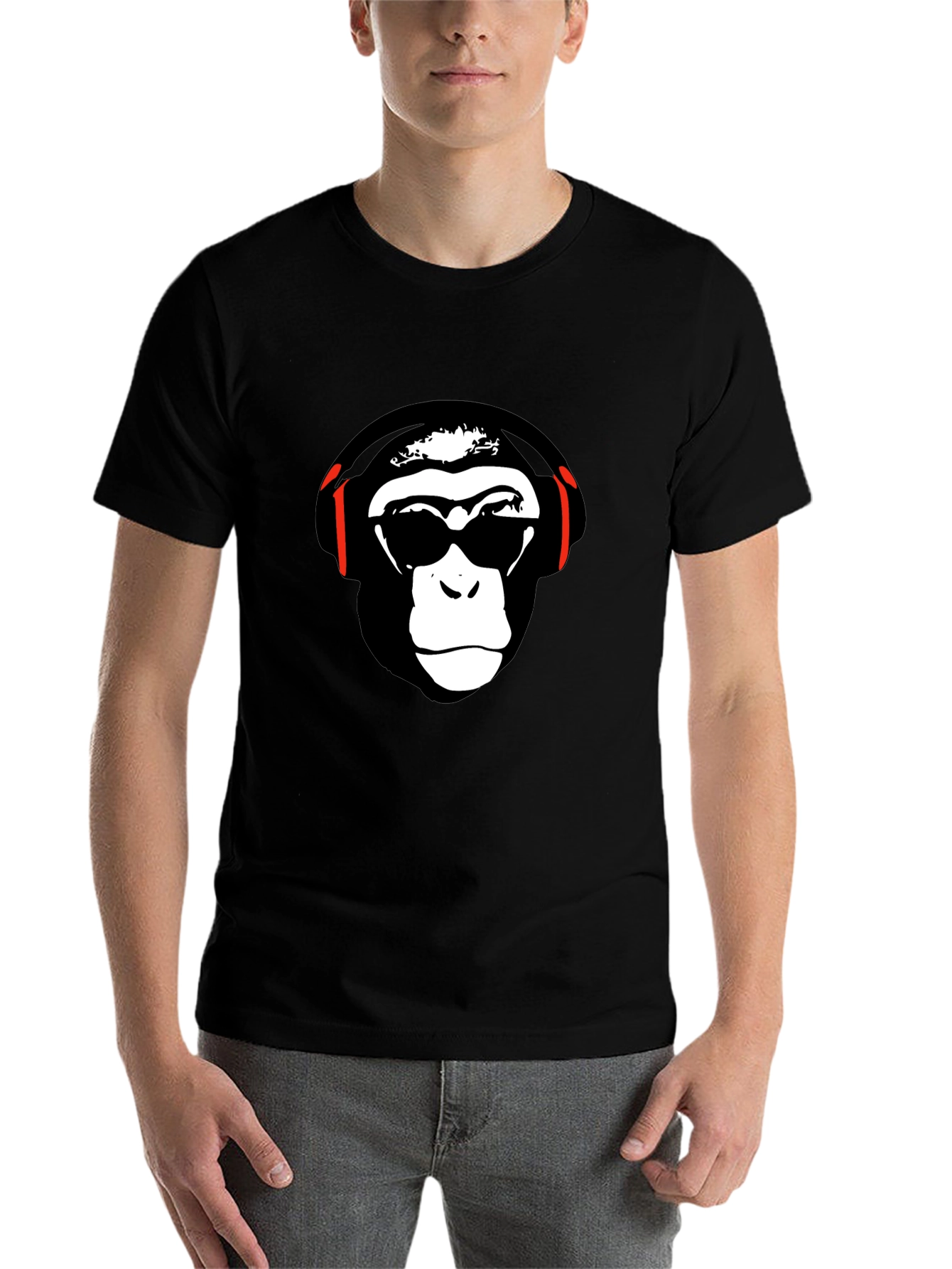 Black Cool Monkey Graphic Tee - Black Short Sleeve T-Shirt view 7