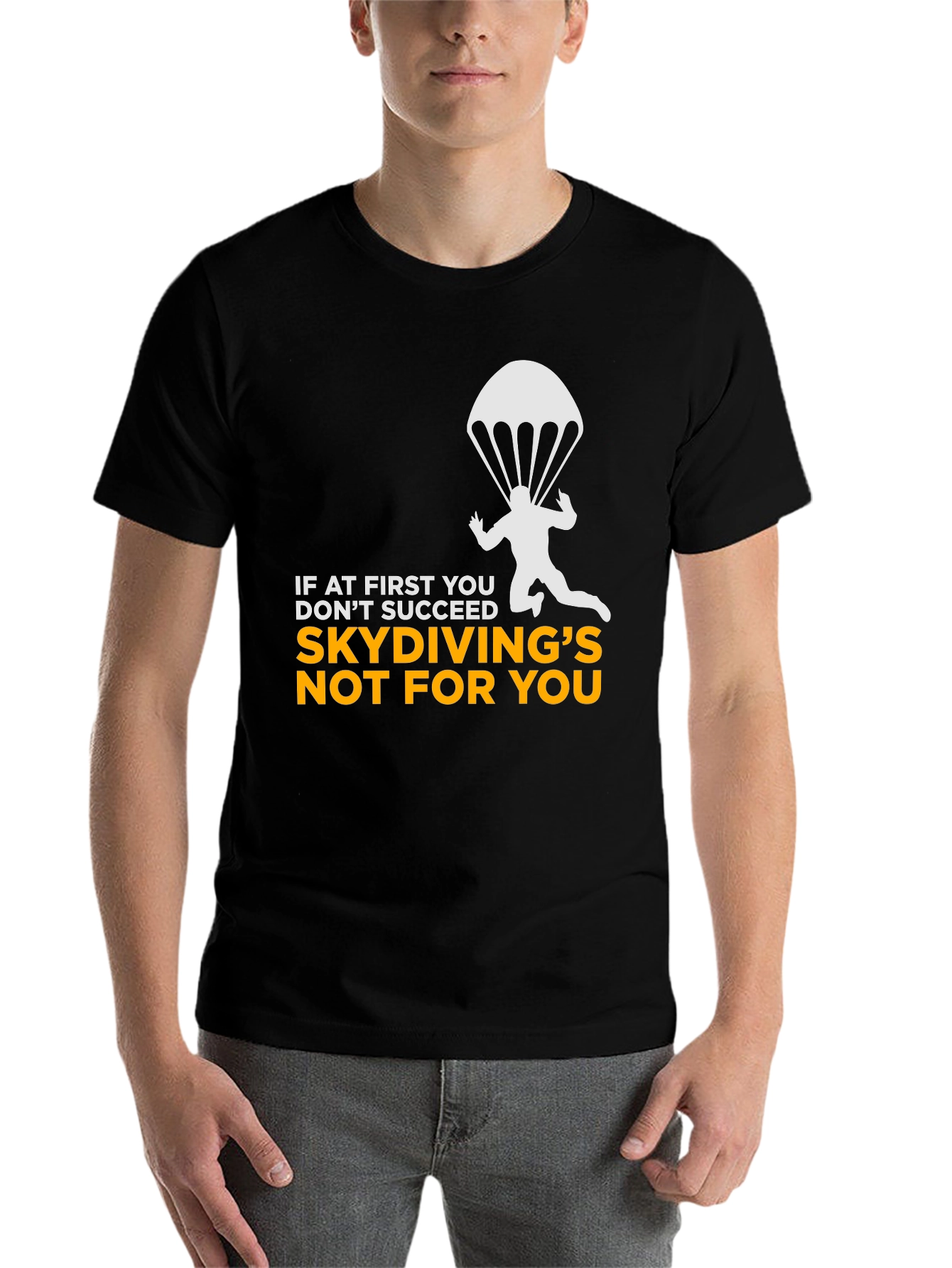 Black Skydiving Humor T-Shirt - If At First You Don't Succeed view 7
