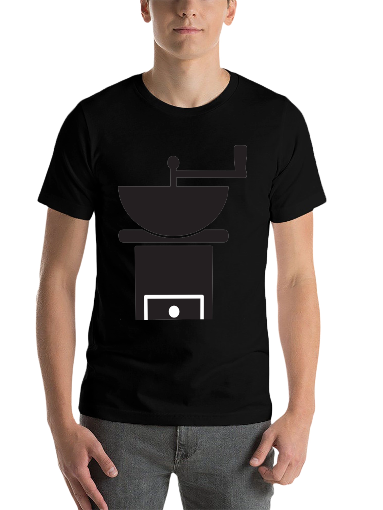 Black Coffee Grinder Graphic Tee - Black Cotton T-Shirt view 7