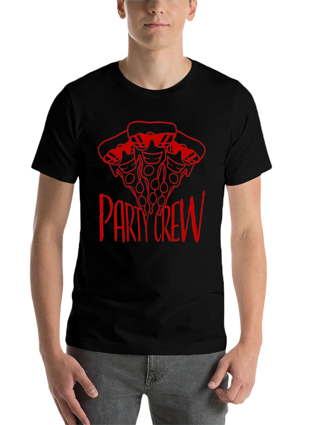Black Pizza Party Crew T-Shirt - Cool Graphic Tee view 7