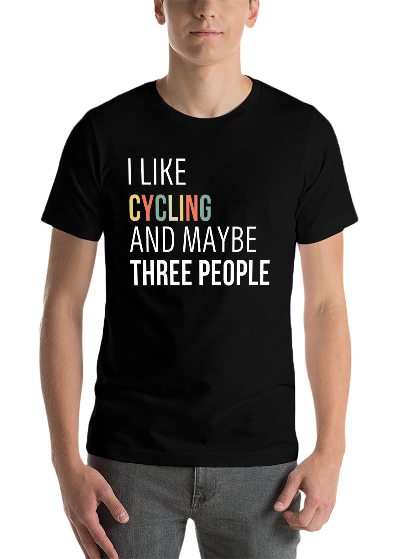 Black Funny Cycling Graphic T-Shirt - "I Like Cycling" view 7