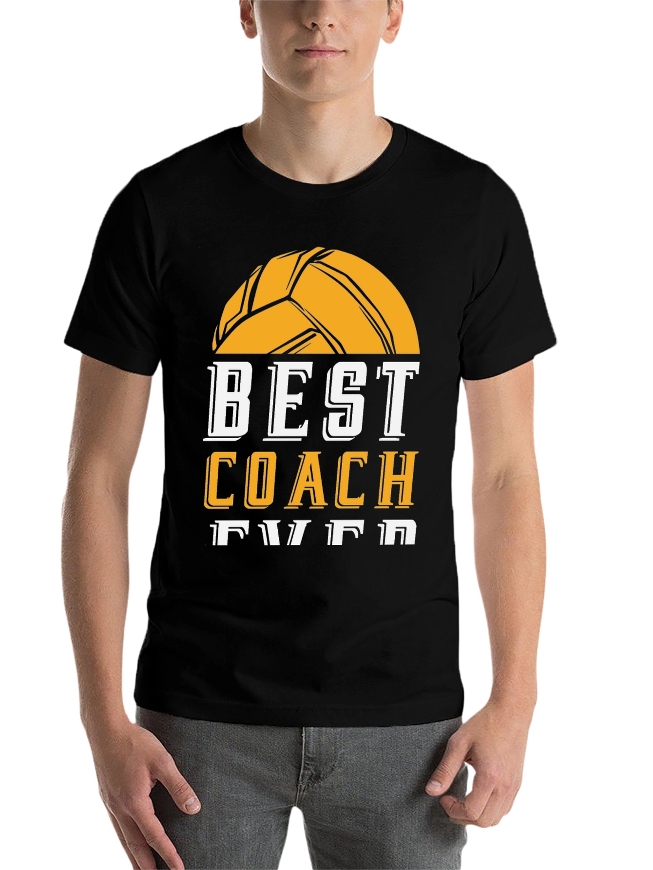 Black Best Coach Ever Volleyball Graphic Tee view 7