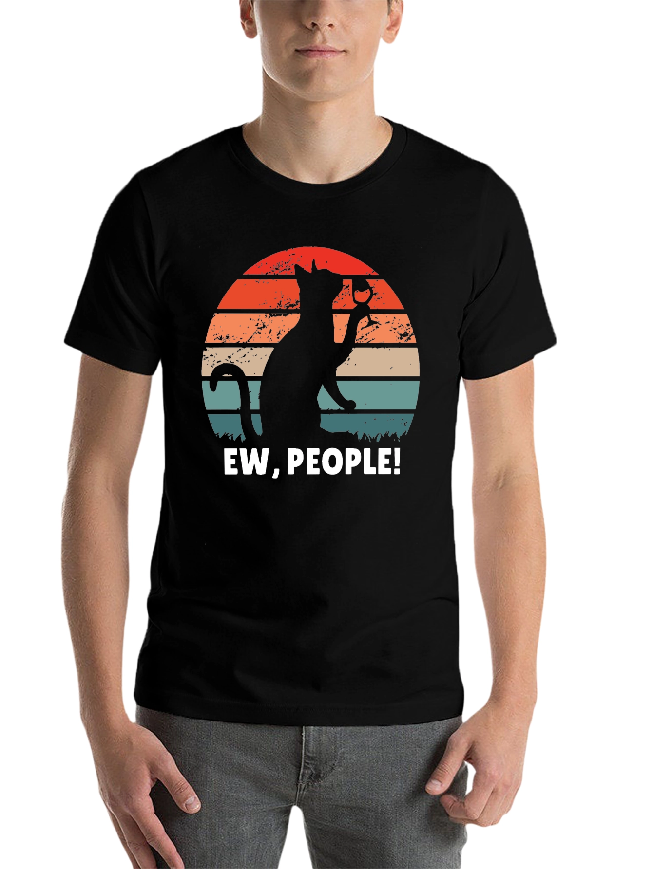 Black Ew People Cat Wine Graphic Tee view 7