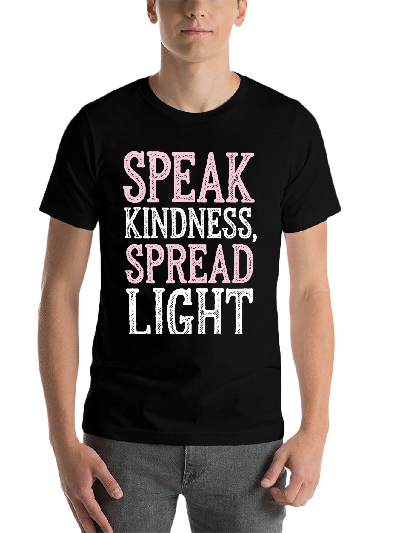 Black Speak Kindness Graphic Tee - Spread Light Positive Vibes T-Shirt view 7