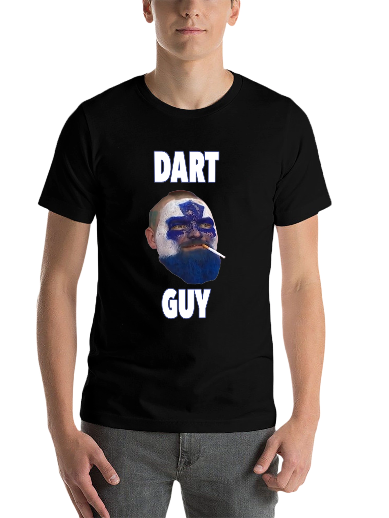 Black Dart Guy T-Shirt - Funny Graphic Tee view 7