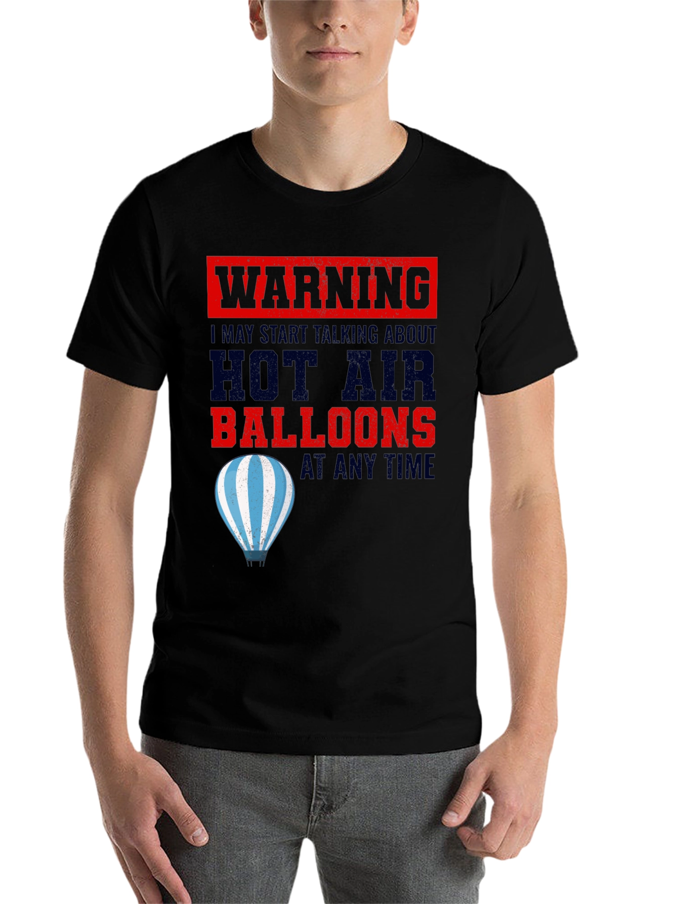 Black Warning Hot Air Balloons T-Shirt view 7