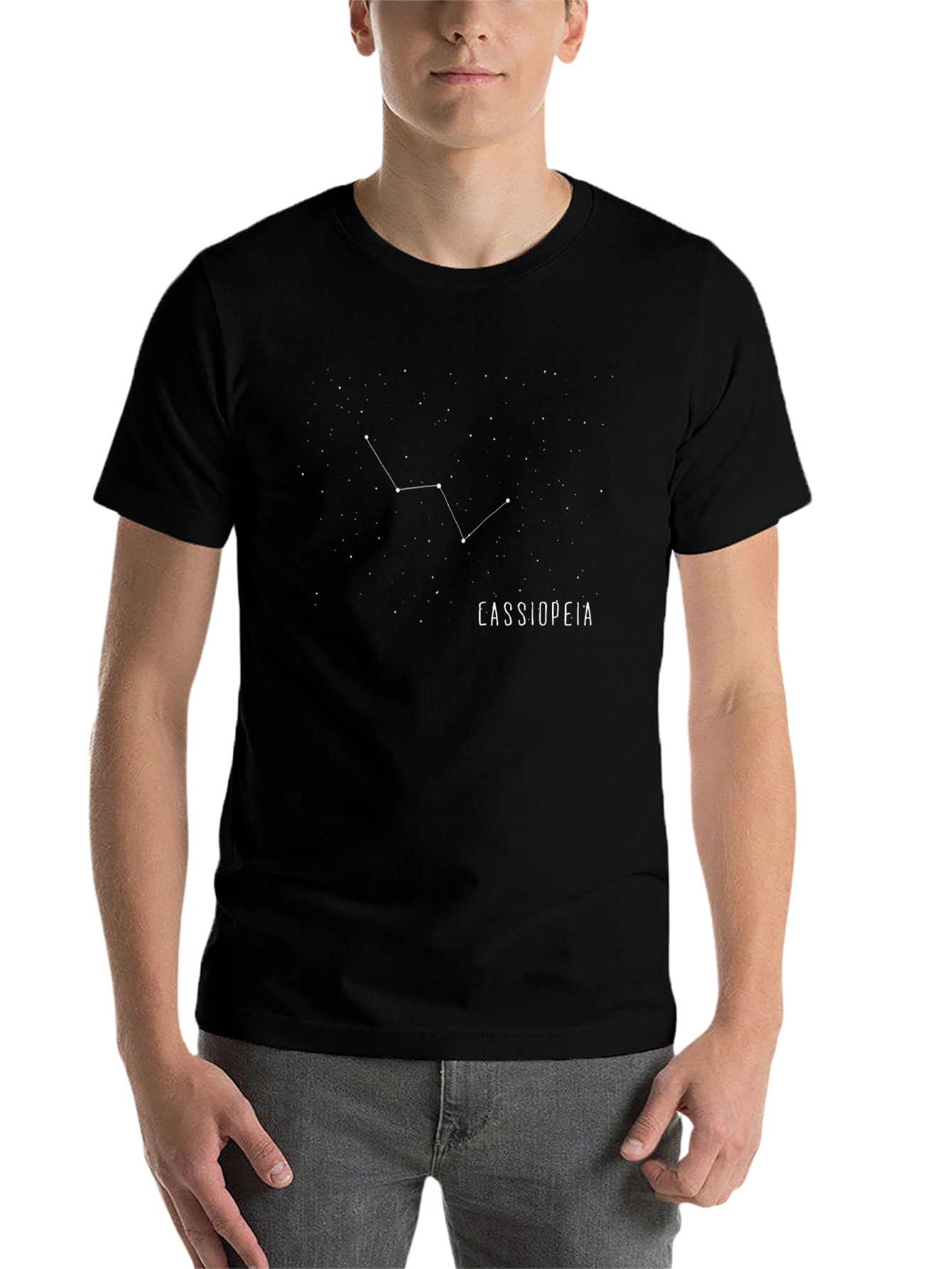 Black Cassiopeia Constellation Graphic Tee view 7