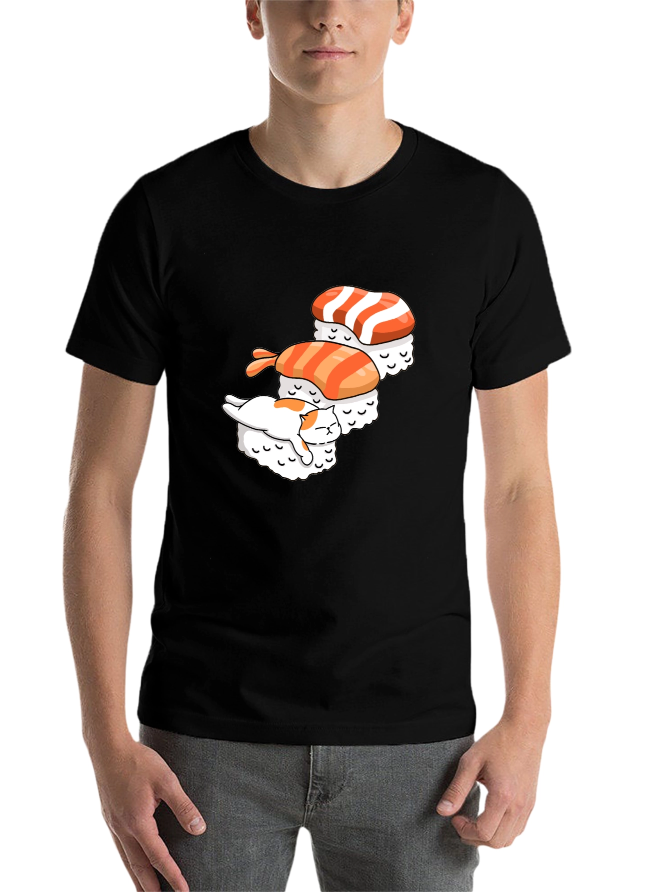Black Sushi Cat Graphic Tee - Unique & Fun Design view 7