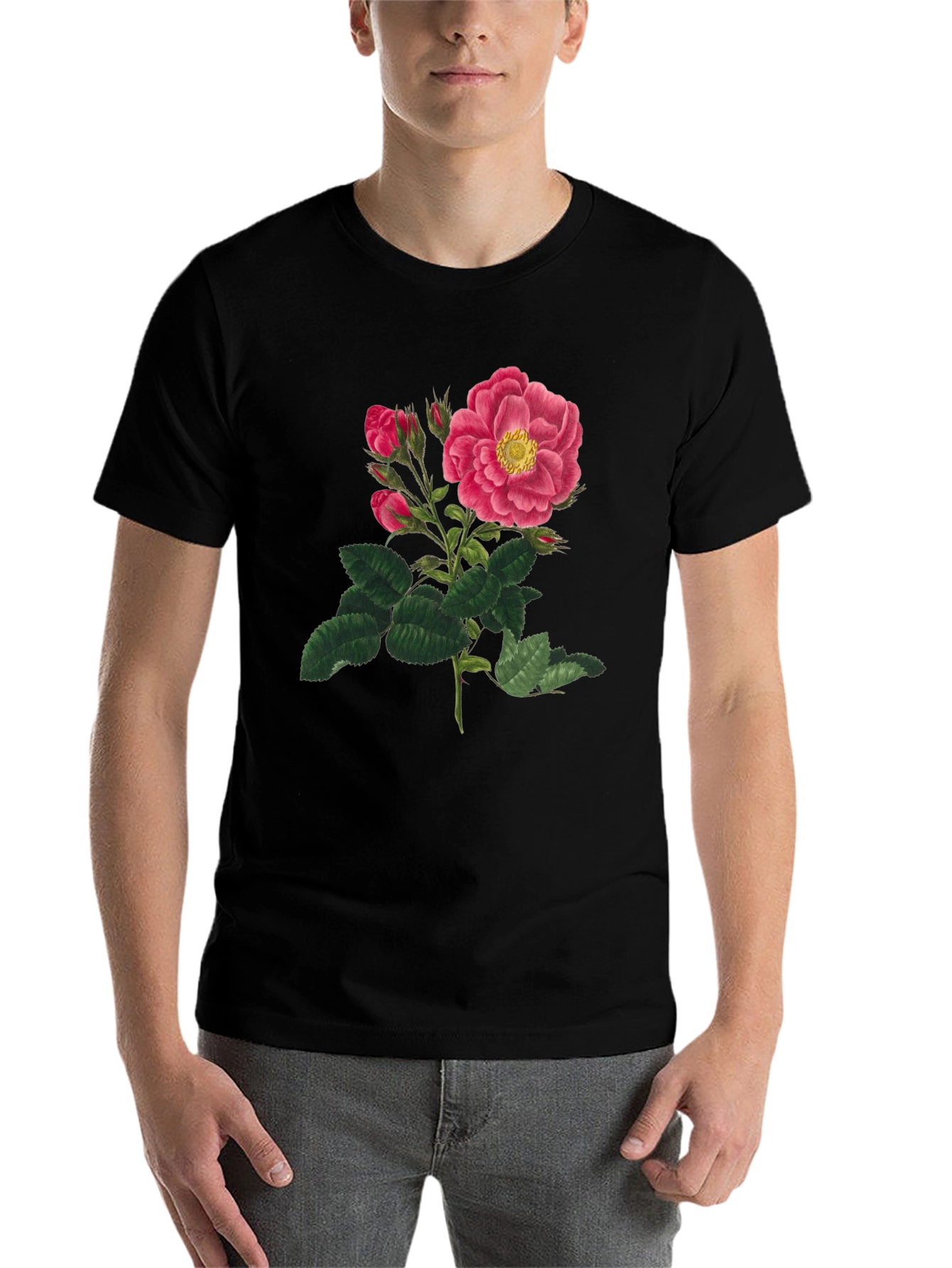 Black Vintage Rose Graphic T-Shirt - Black view 7