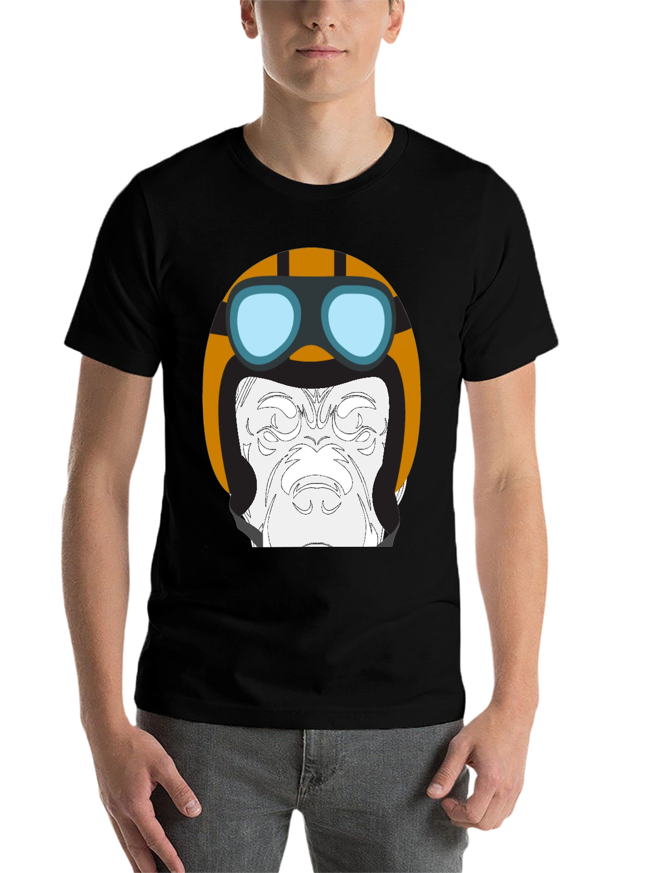 Black Cool Pilot Gorilla Graphic T-Shirt view 7