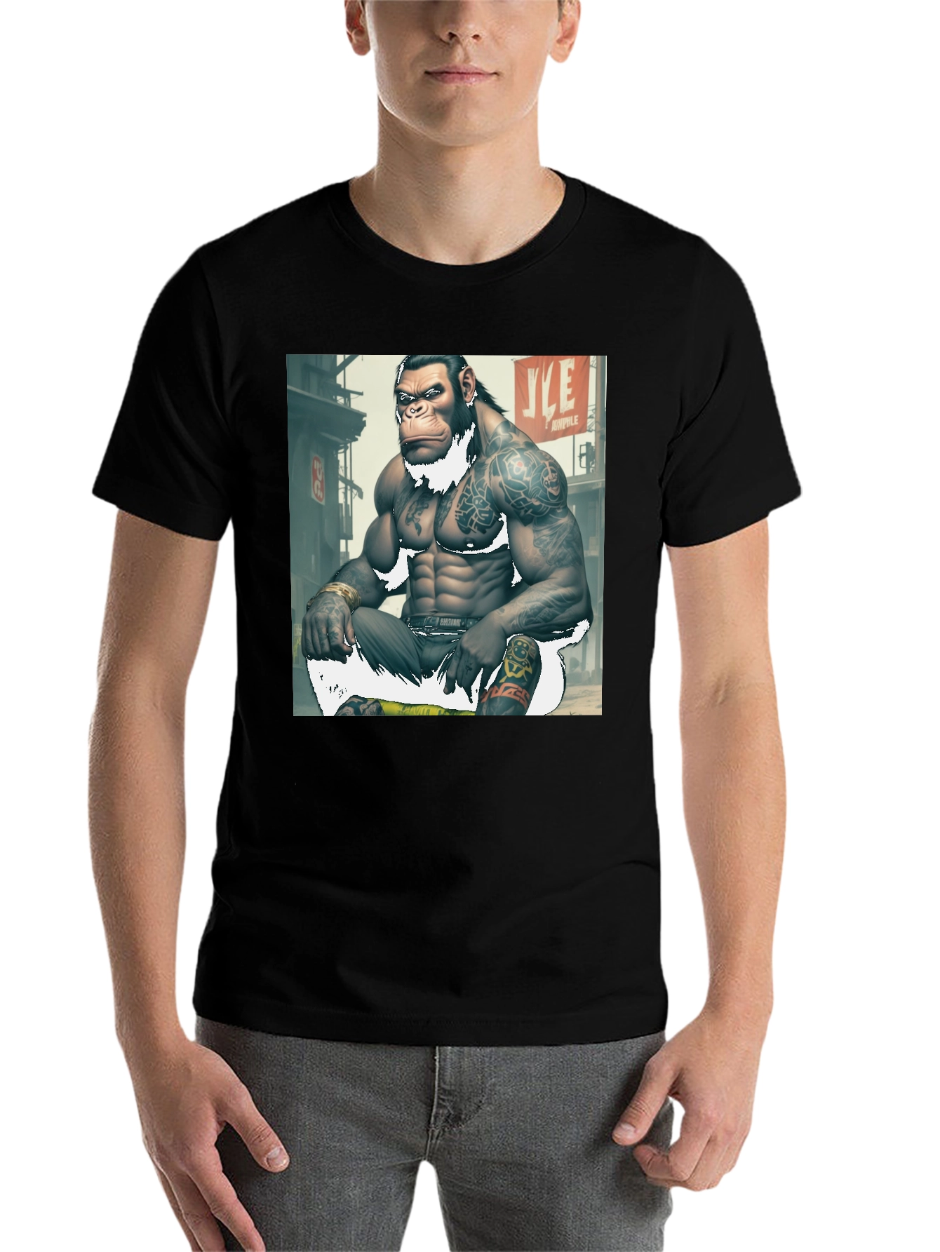 Black Tattooed Gorilla Graphic Tee - Urban Ape Style view 7
