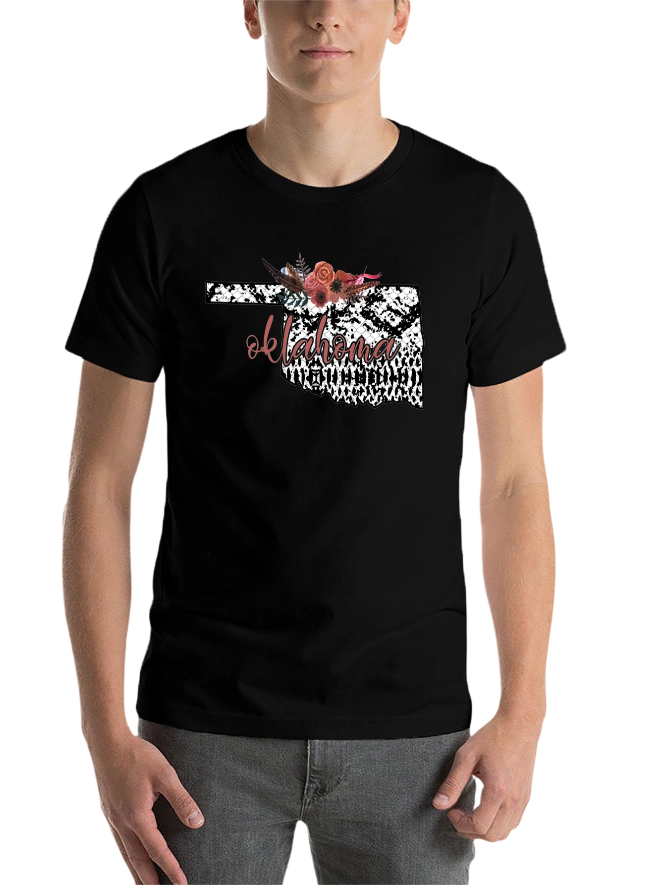 Black Oklahoma Floral Graphic Tee - Stylish State Pride view 7