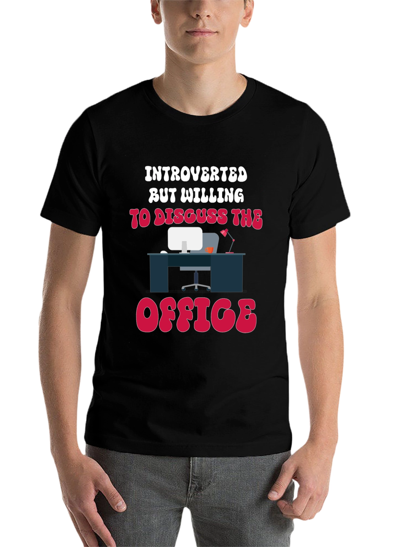 Black Introverted Office T-Shirt view 7