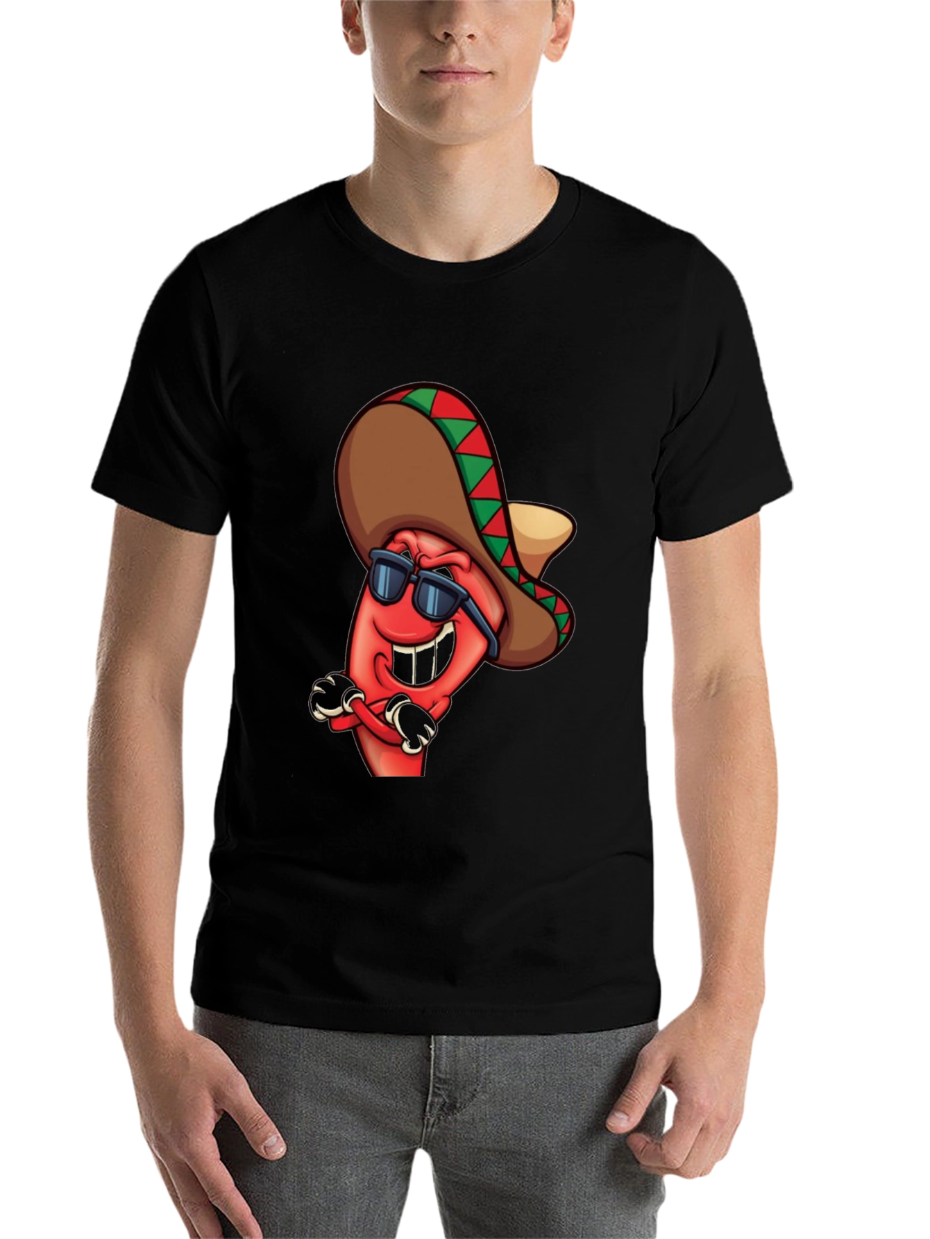 Black Cool Chili Pepper Graphic Tee view 7