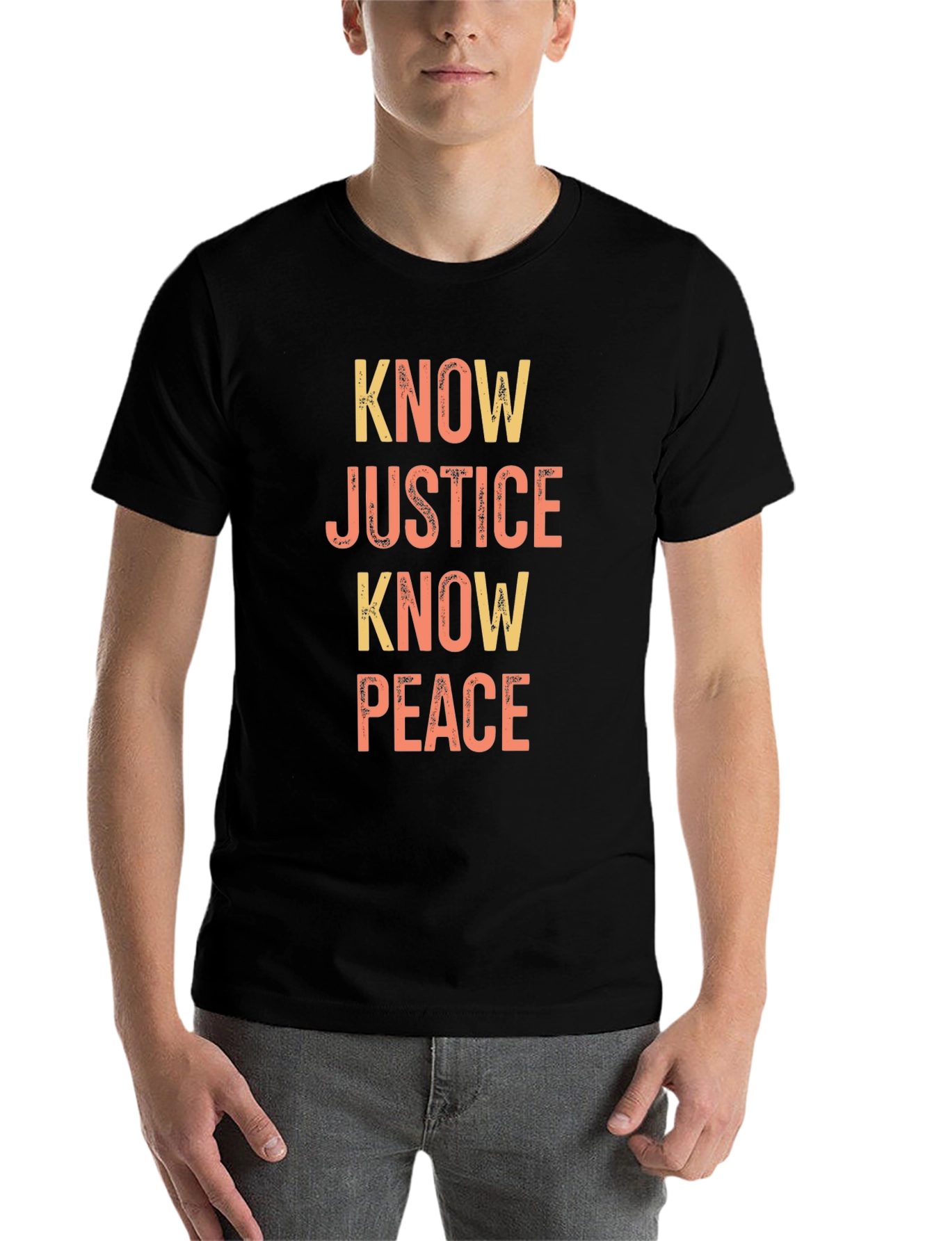Black Know Justice Know Peace Graphic T-Shirt view 7