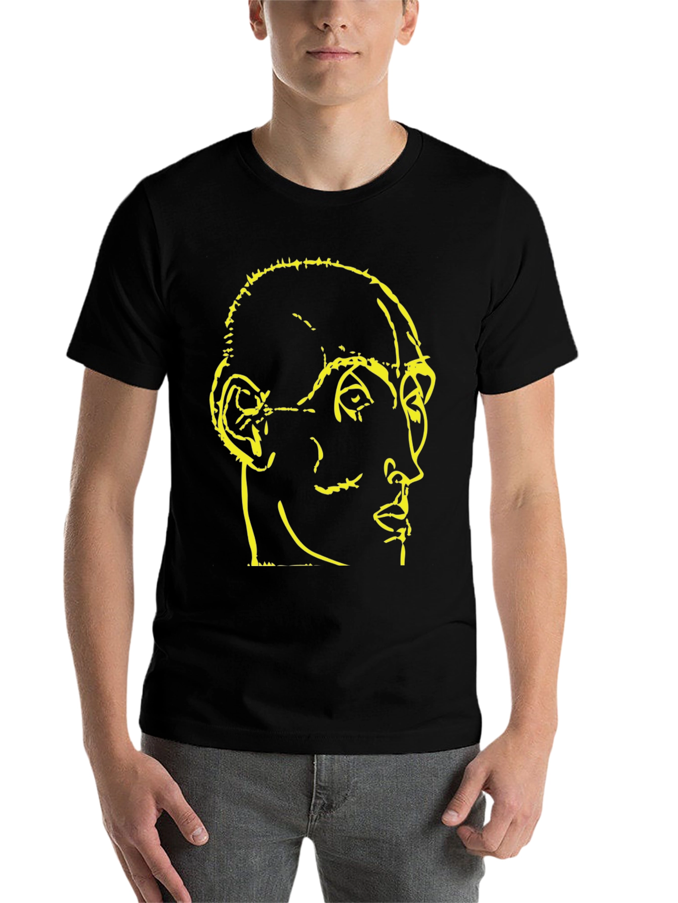 Black Abstract Face Graphic Black T-Shirt view 7