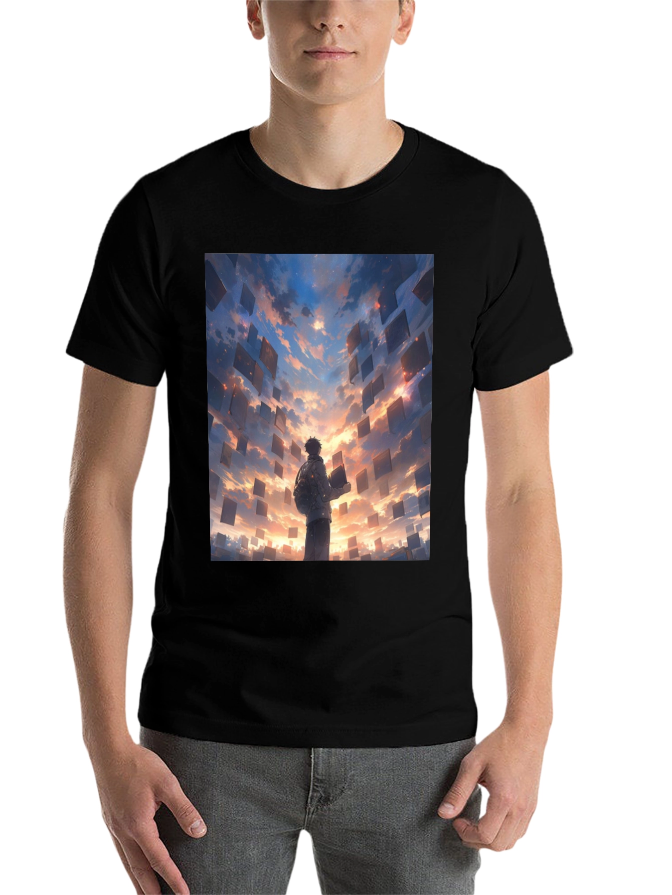 Black Surreal Sky Books Graphic Tee view 7