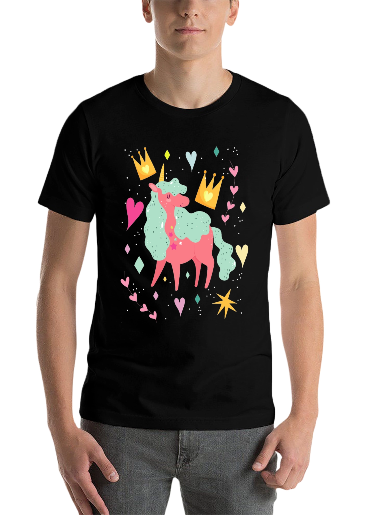 Black Unicorn T-Shirt, Cute Graphic Tee for Women & Girls view 7