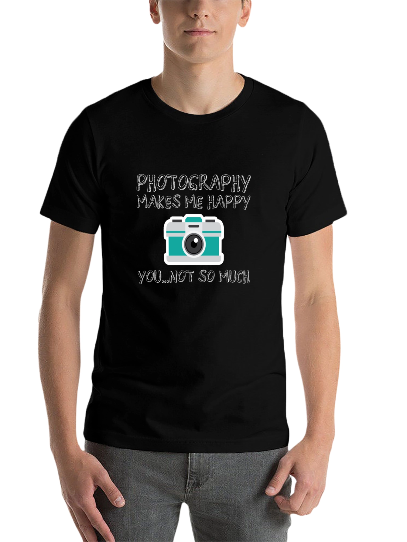 Black Funny Photography T-Shirt - Makes Me Happy view 7