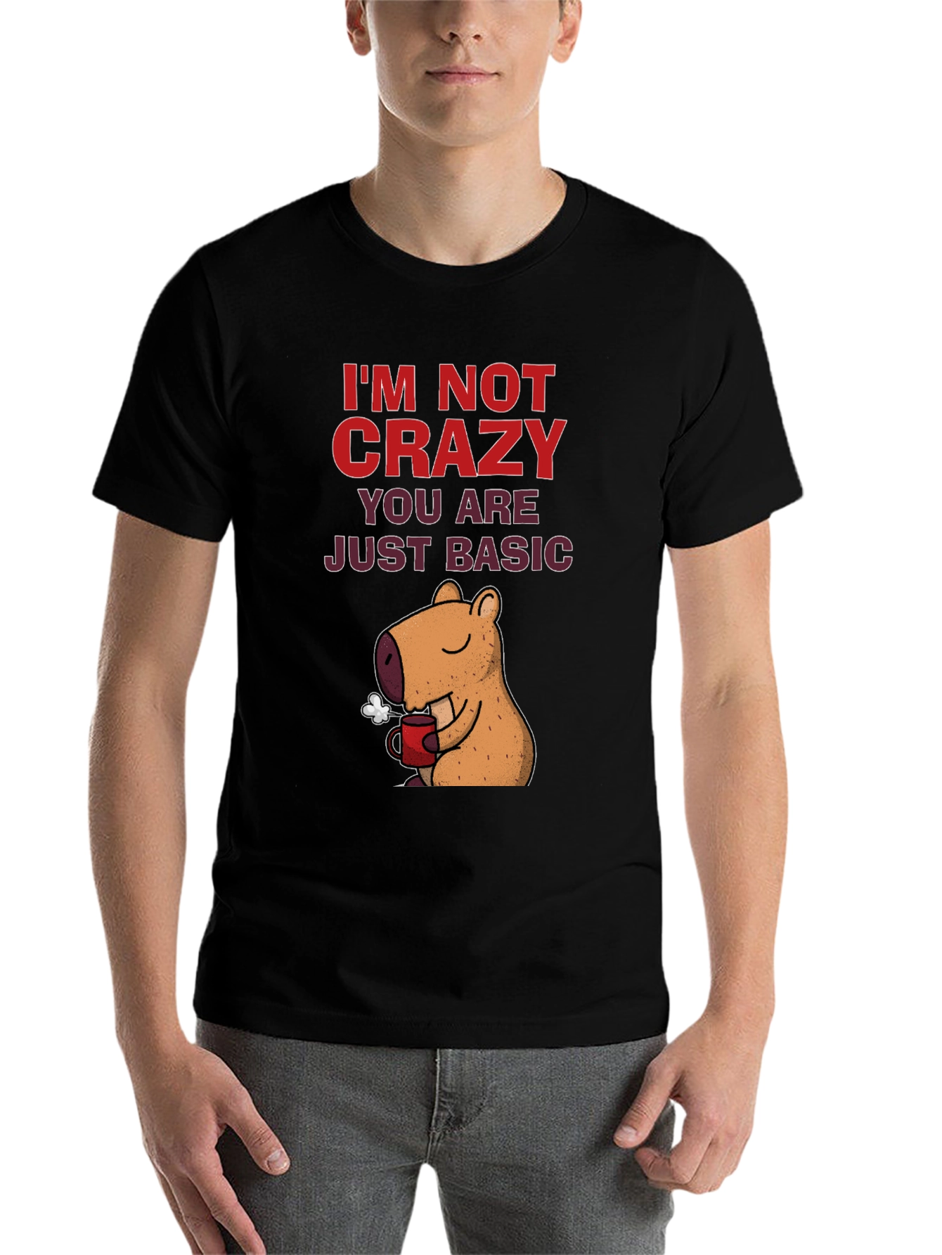 Black I'm Not Crazy Capybara T-Shirt view 7