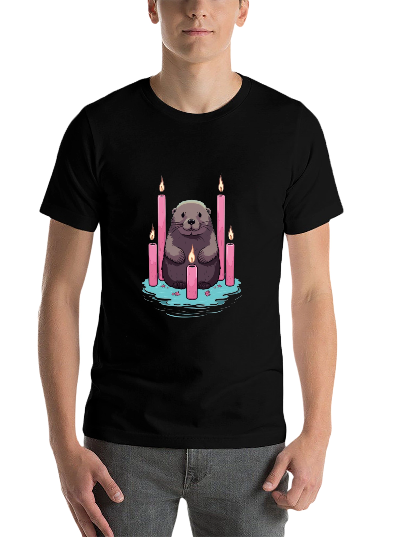 Otter Candle T-Shirt - Unique Design - 7