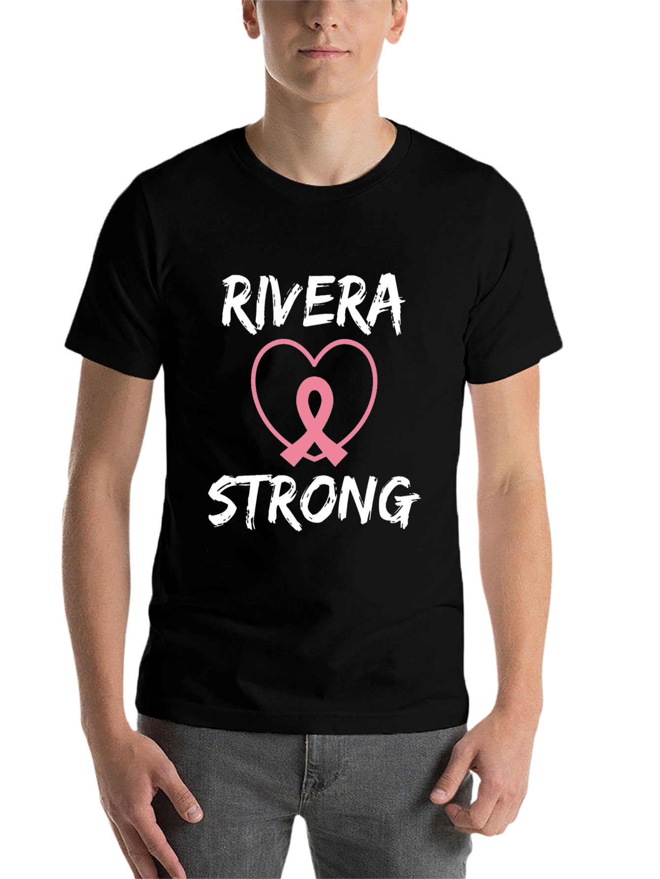 Black Rivera Strong Breast Cancer Awareness T-Shirt view 7