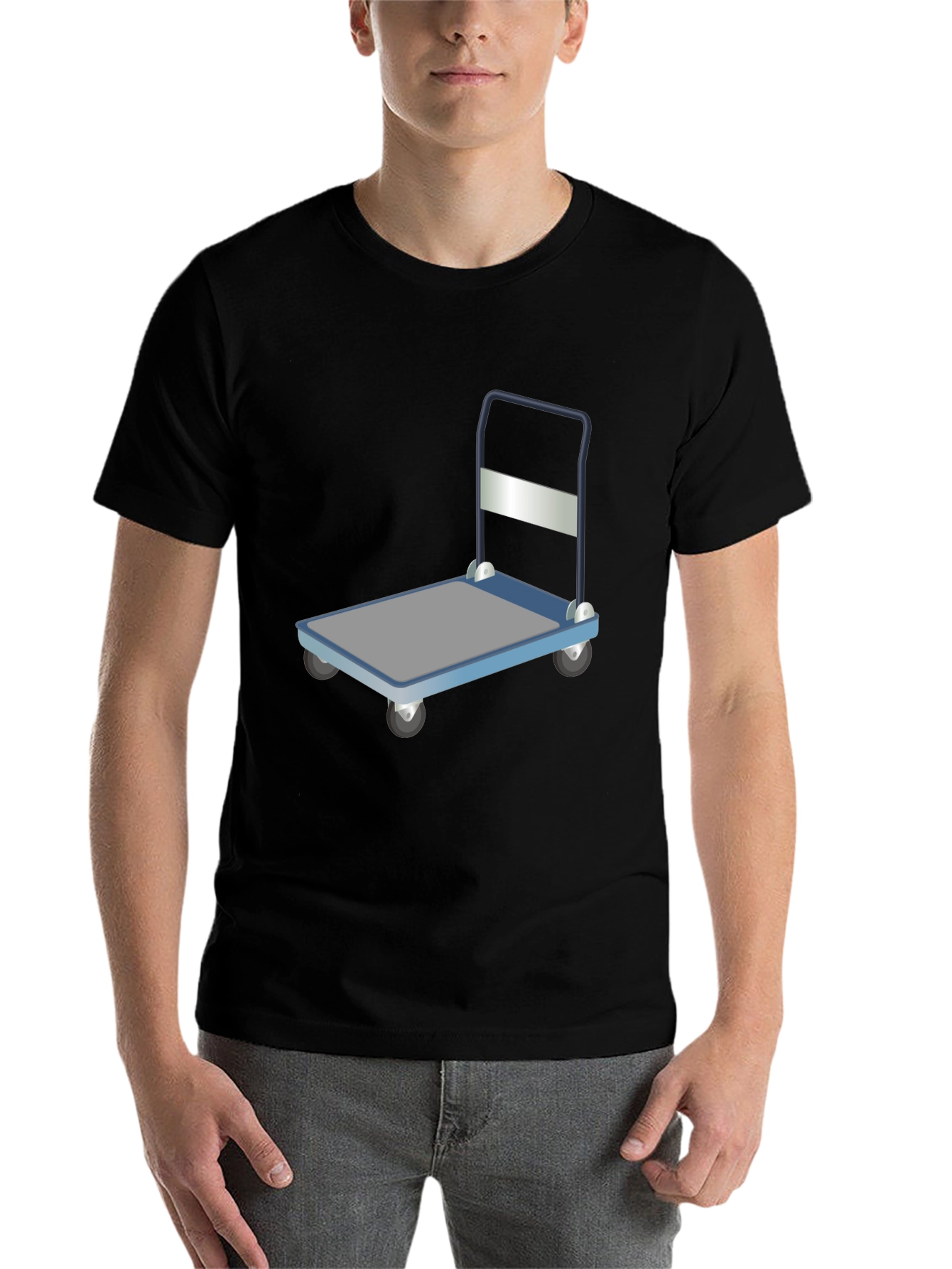 Black Novelty Black T-Shirt with Trolley Graphic view 7