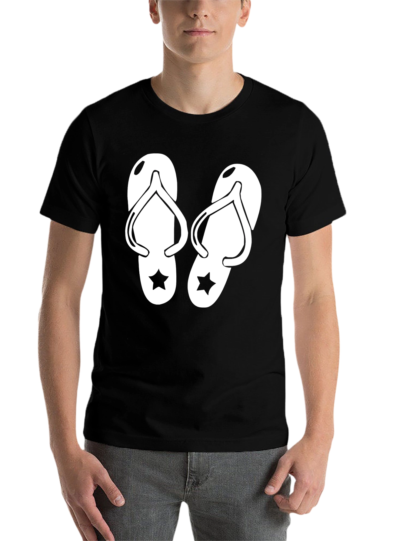 Black Flip Flop Graphic T-Shirt - Black Cotton Tee view 7