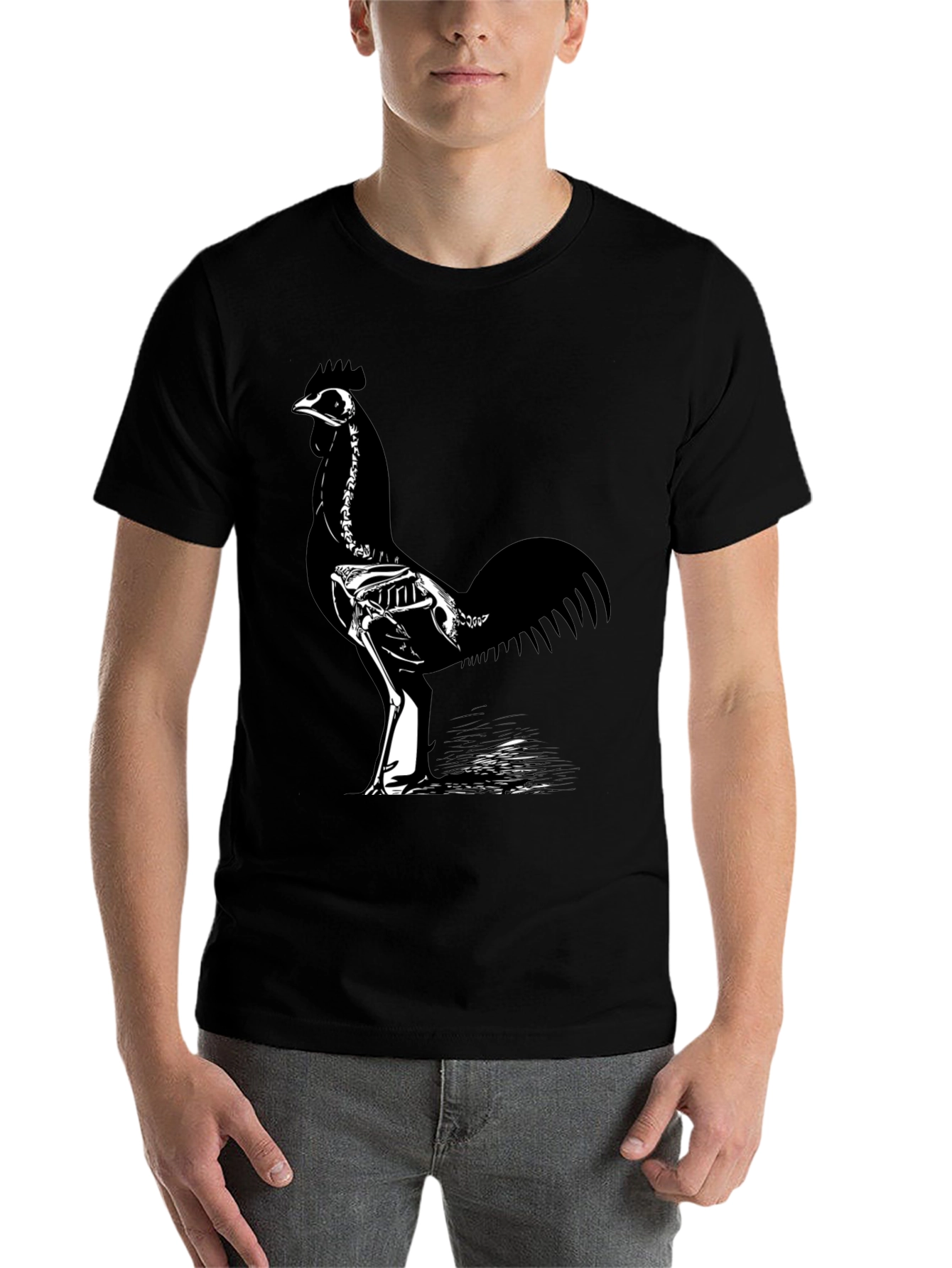 Black Skeleton Rooster T-Shirt - Black view 7