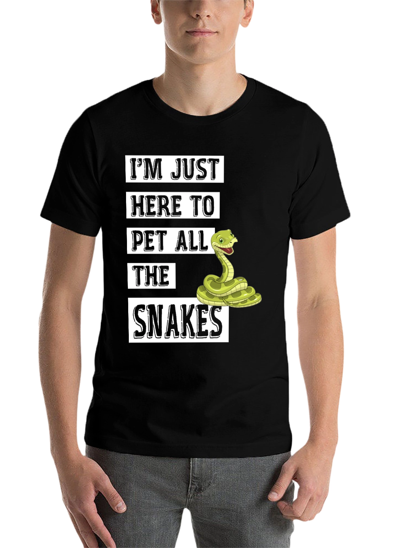Black I'm Just Here to Pet All The Snakes T-Shirt view 7