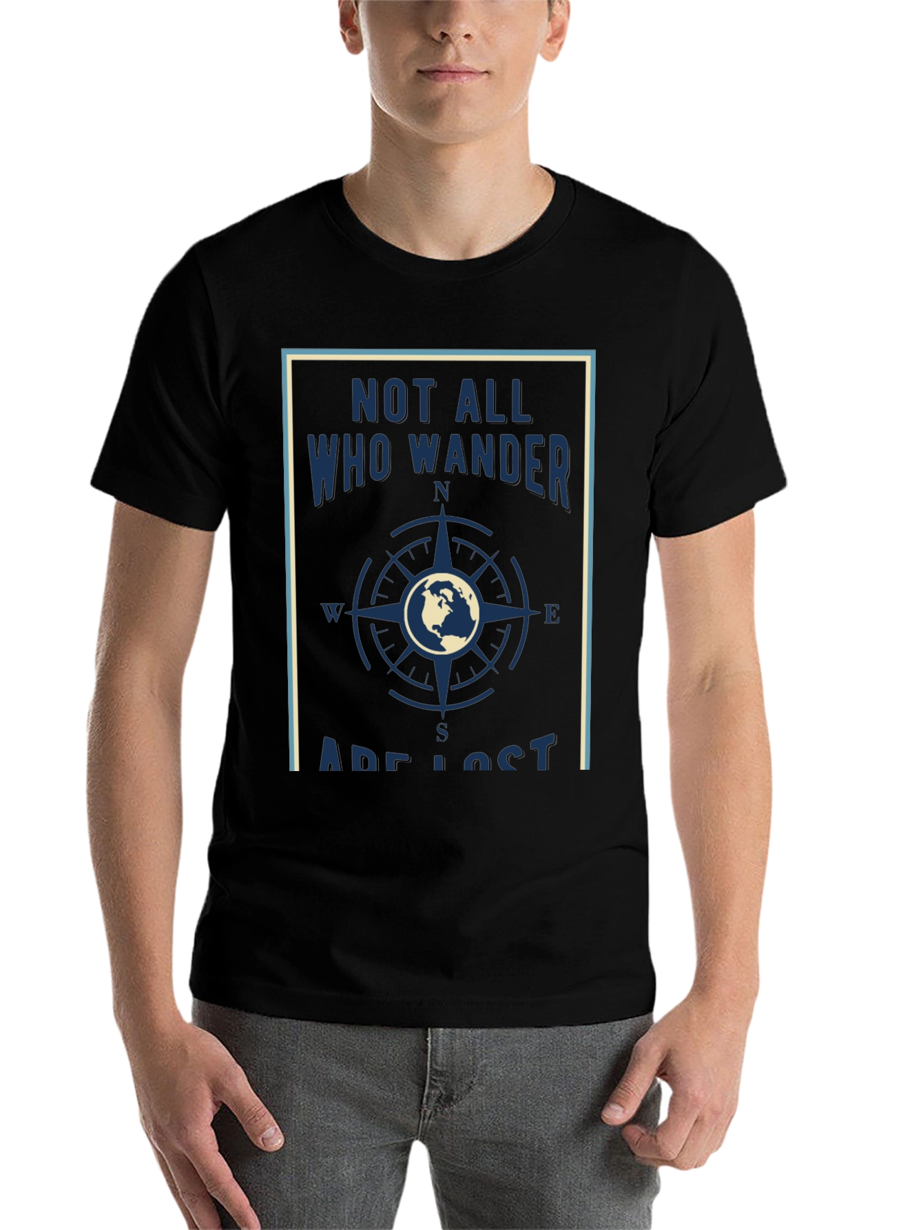 Black Wanderlust Graphic Tee - Not All Who Wander Are Lost T-Shirt view 7
