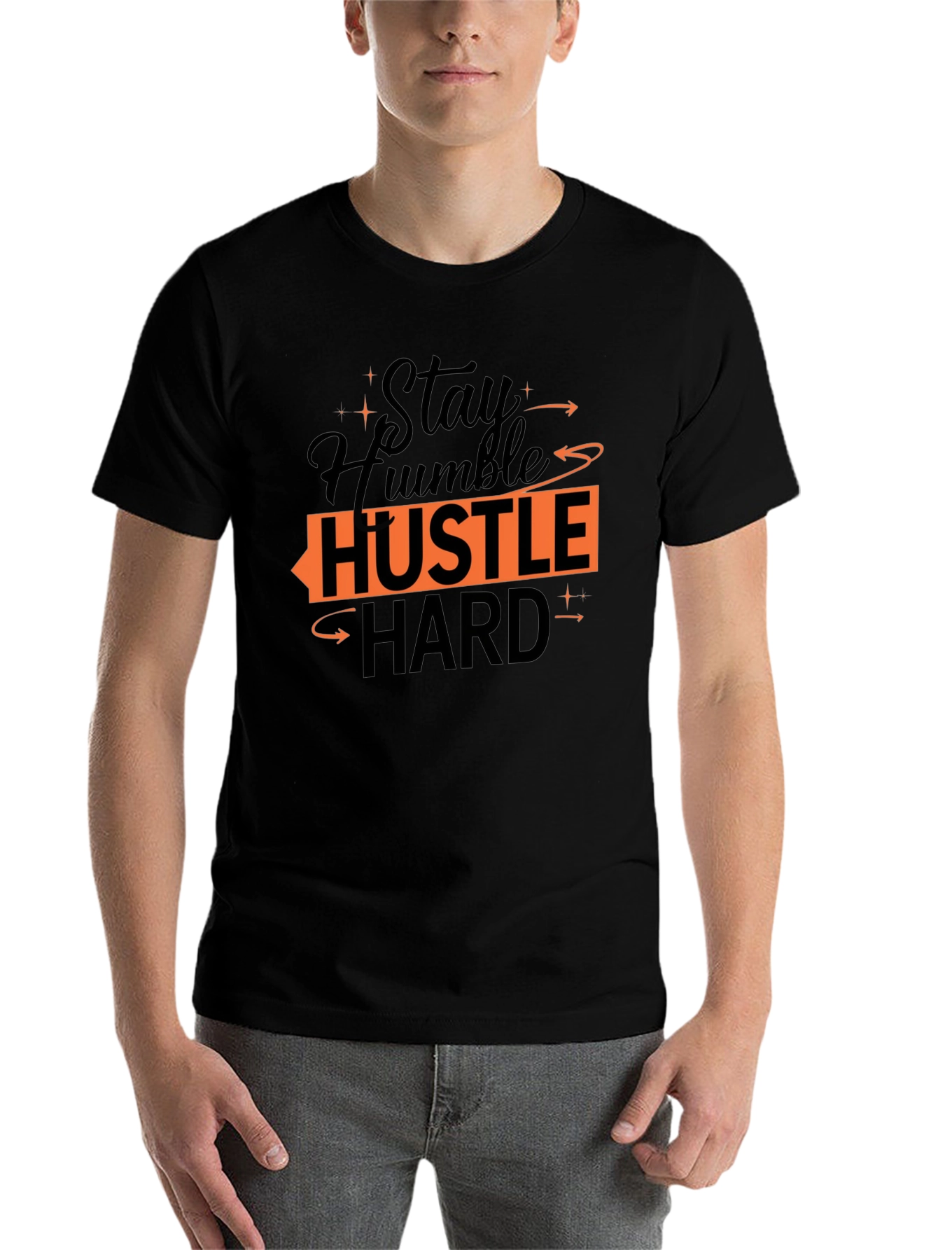 Black Stay Humble Hustle Hard Graphic Tee view 7