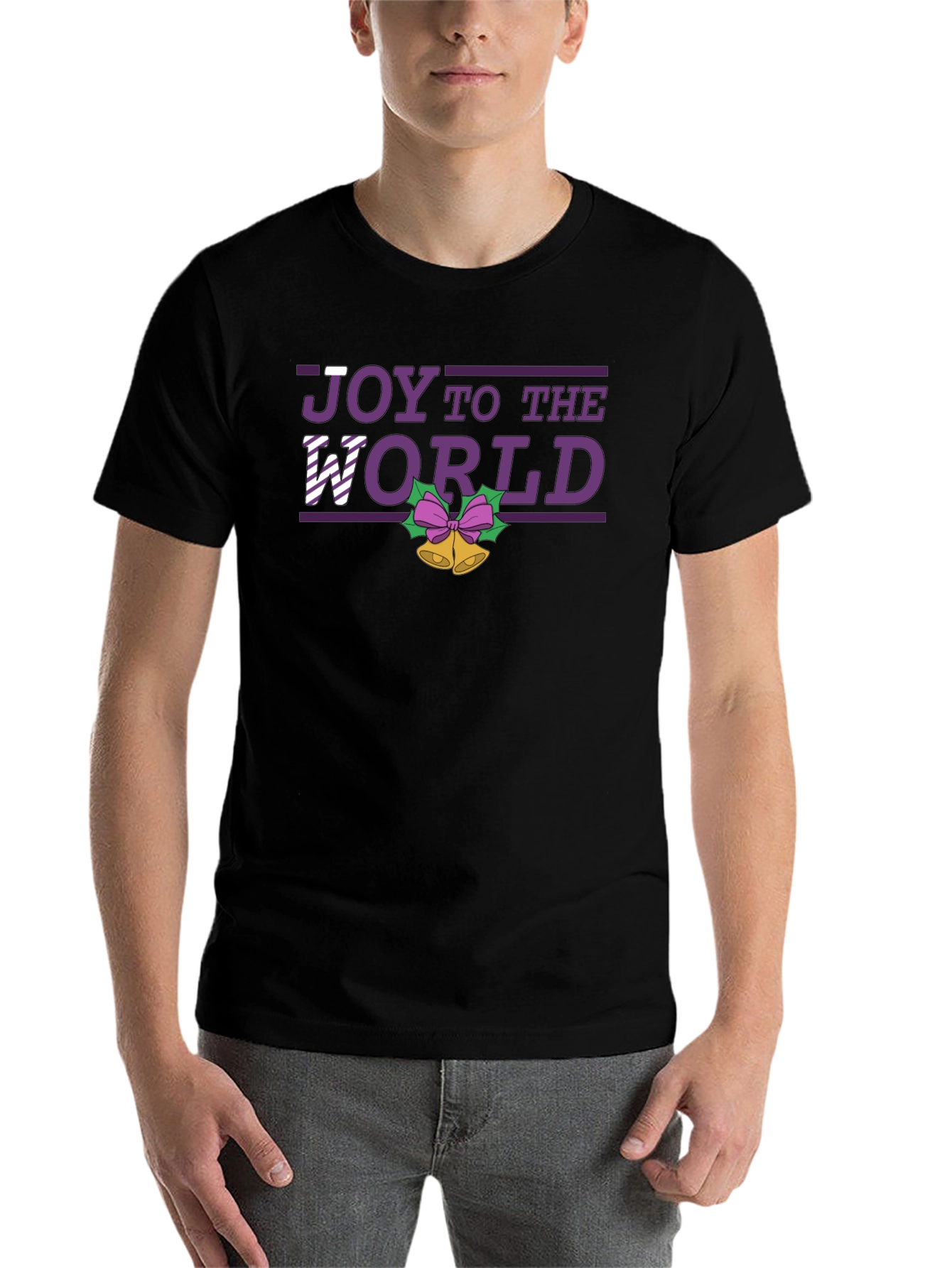 Black Joy To The World Holiday T-Shirt view 7