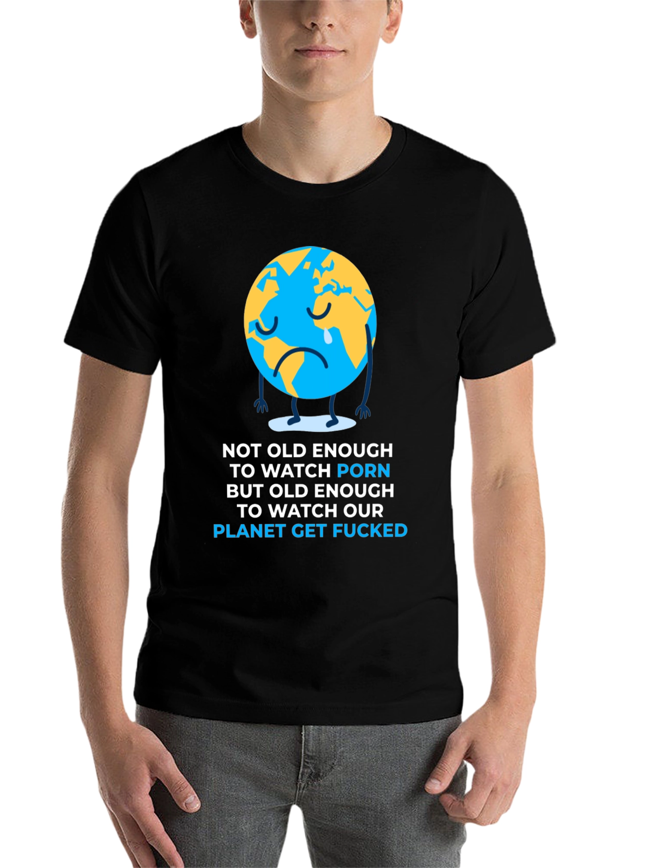 Black Sad Earth Graphic T-Shirt view 7