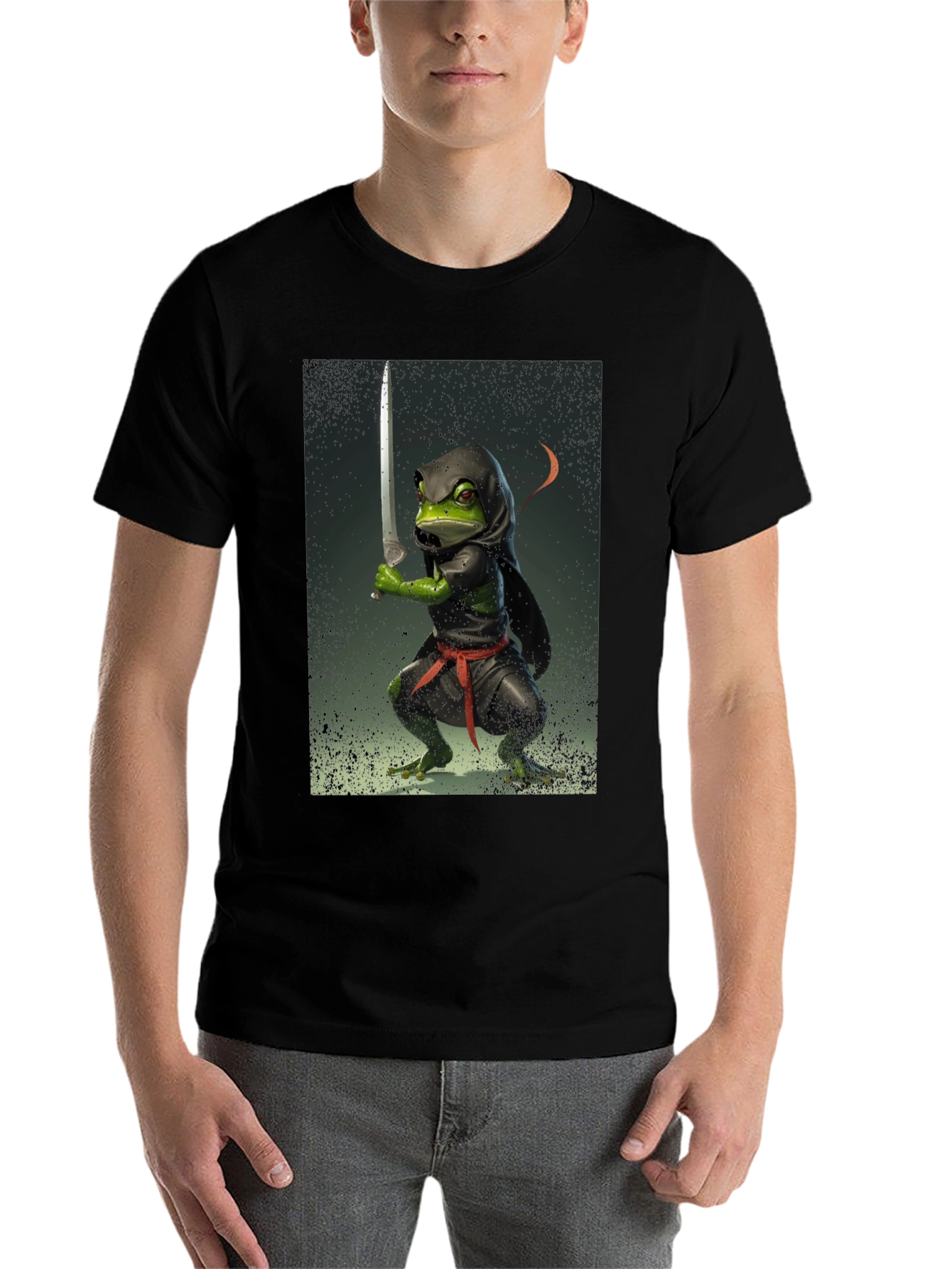 Black Ninja Frog T-Shirt - Funny Graphic Tee view 7