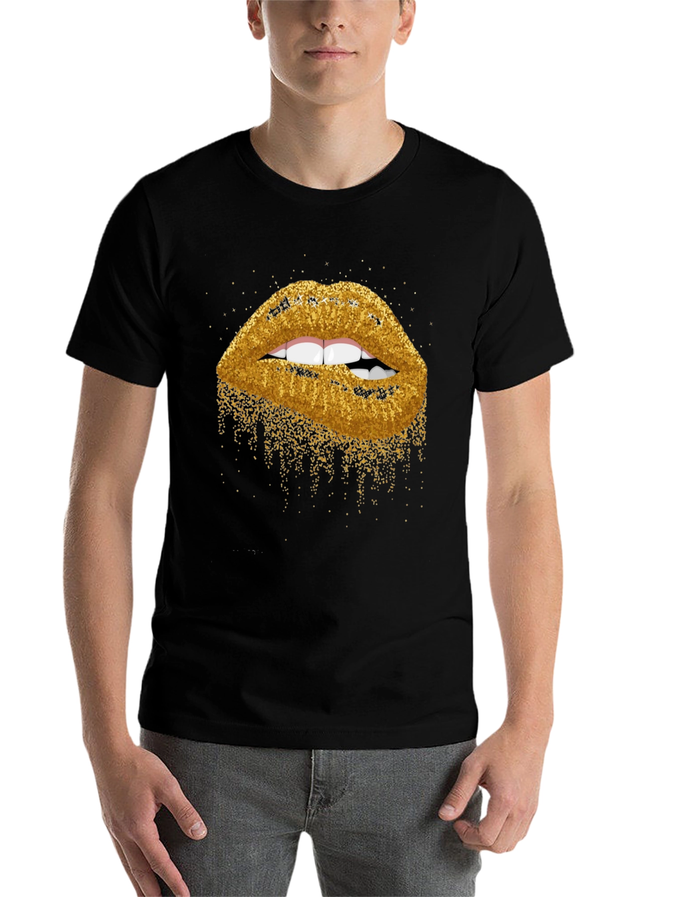 Black Glitter Lips Graphic Tee - Bold & Stylish view 7