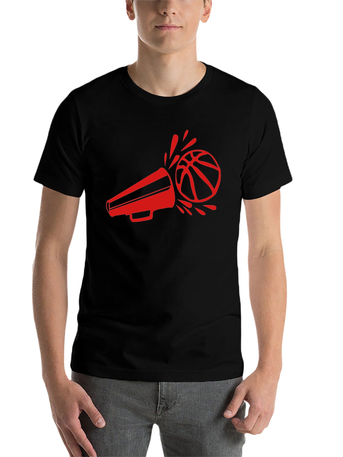 Black Basketball Megaphone Graphic Tee view 7