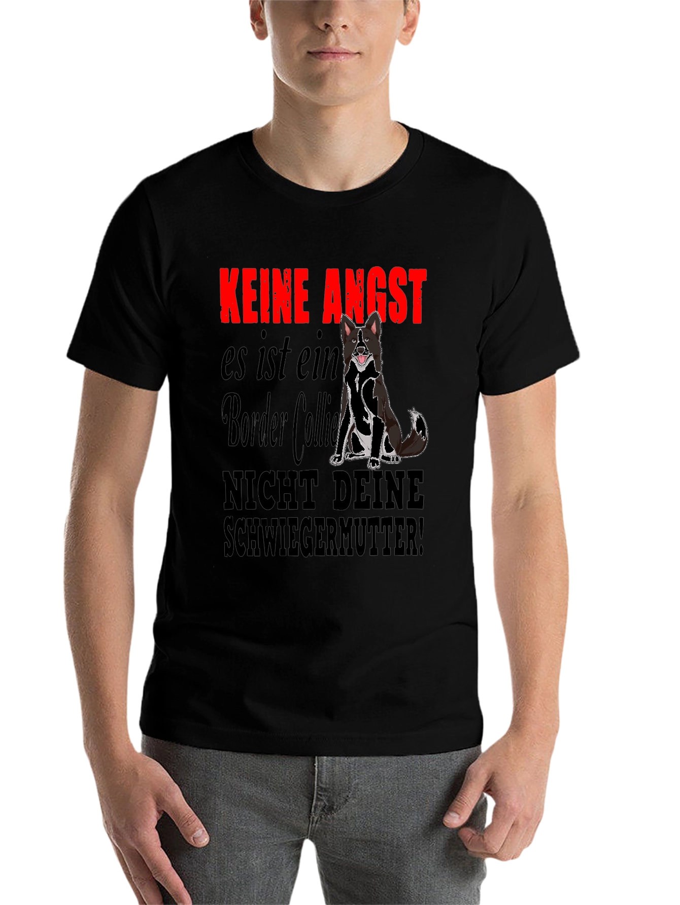 Black Keine Angst Border Collie Graphic T-Shirt view 7