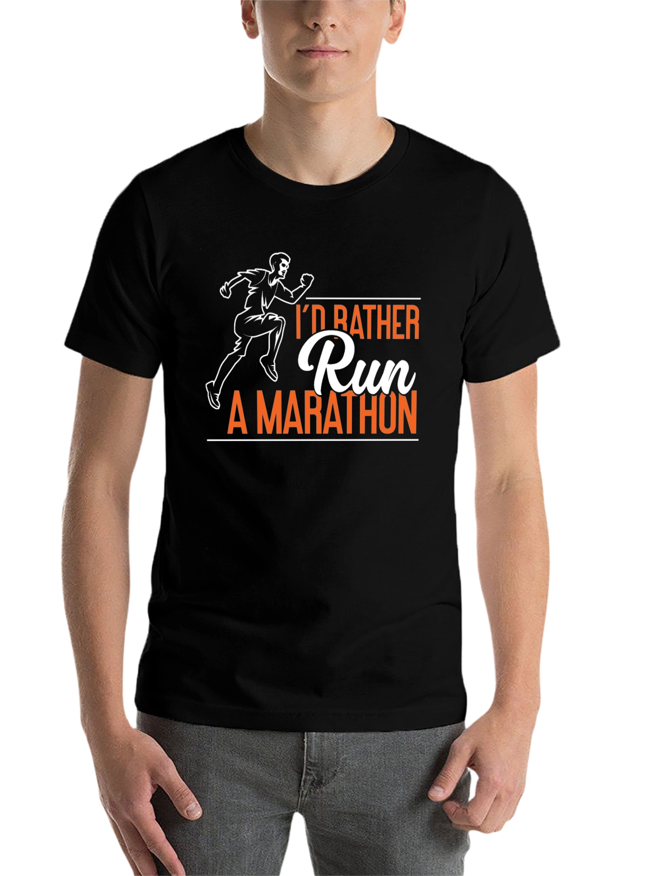 Black I'd Rather Run A Marathon T-Shirt view 7