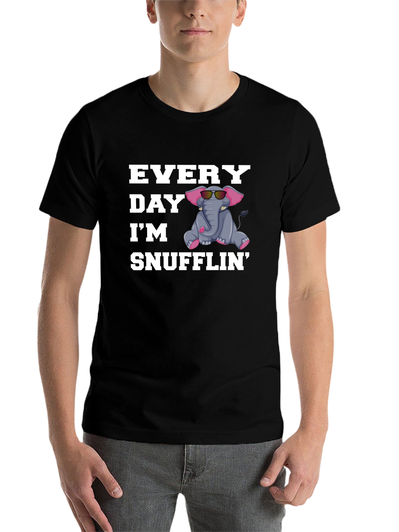 Black Everyday I'm Snufflin' Elephant T-Shirt view 7