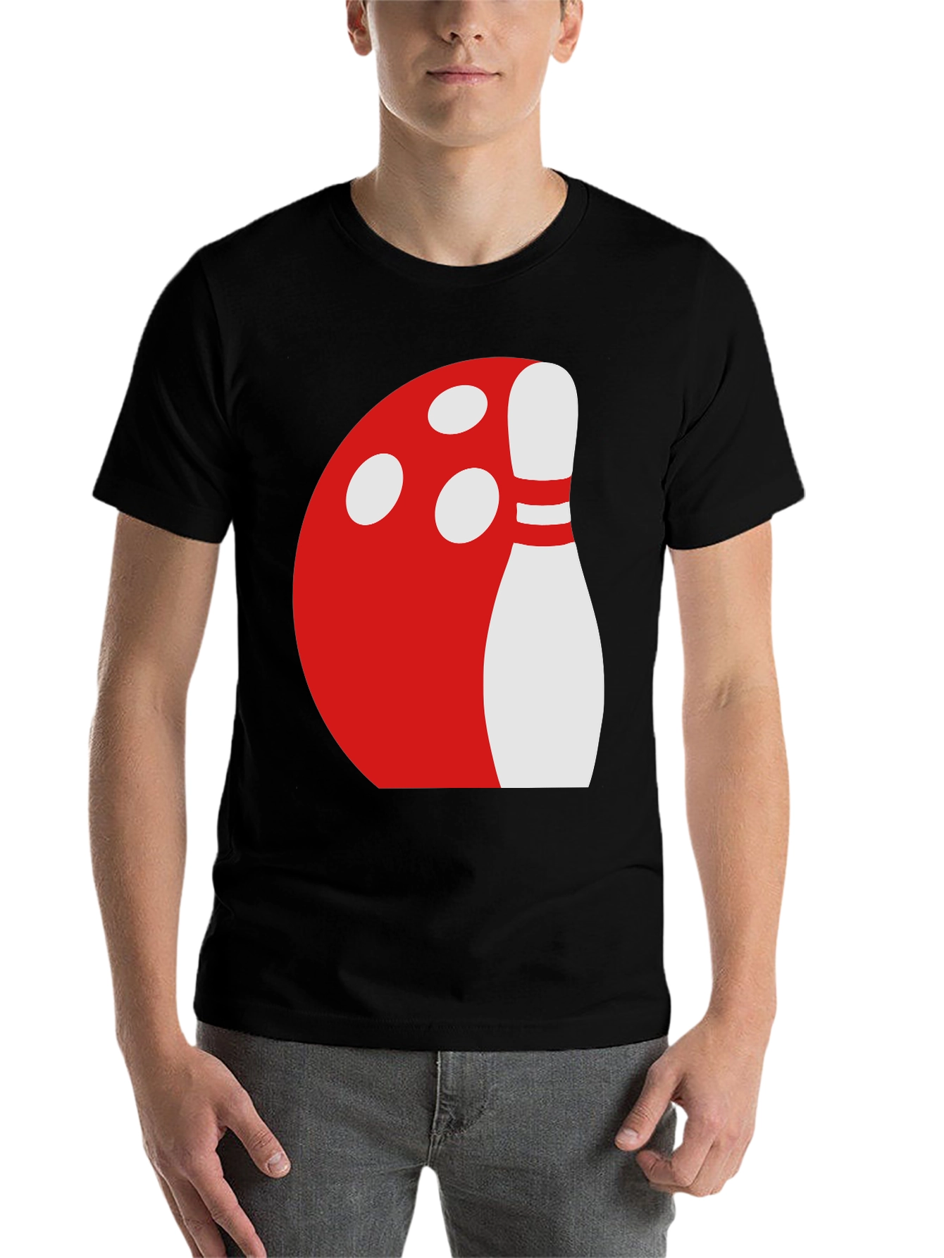 Black Bowling Ball & Pin Graphic Tee - Black view 7