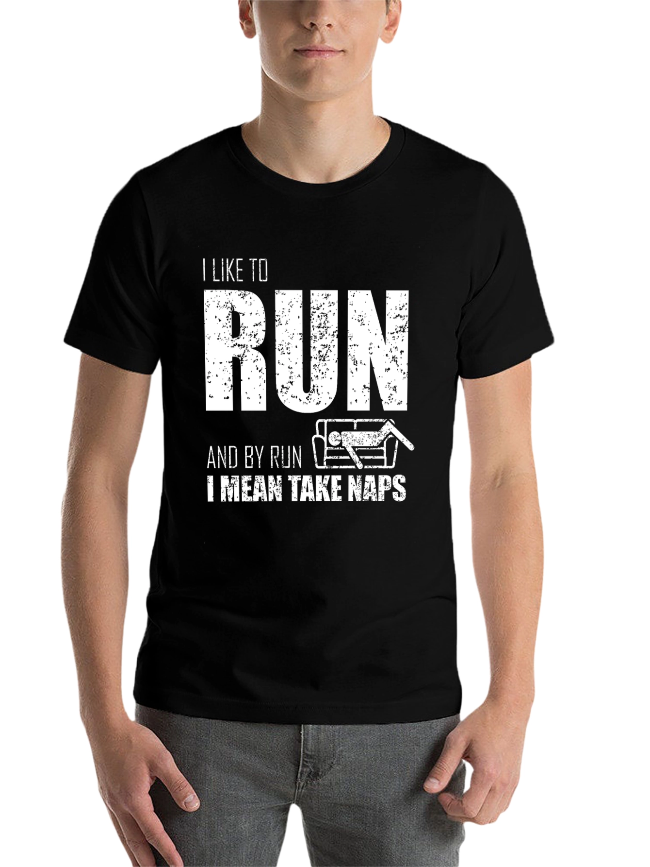 Black Funny Running Naps T-Shirt I Like To Run view 7