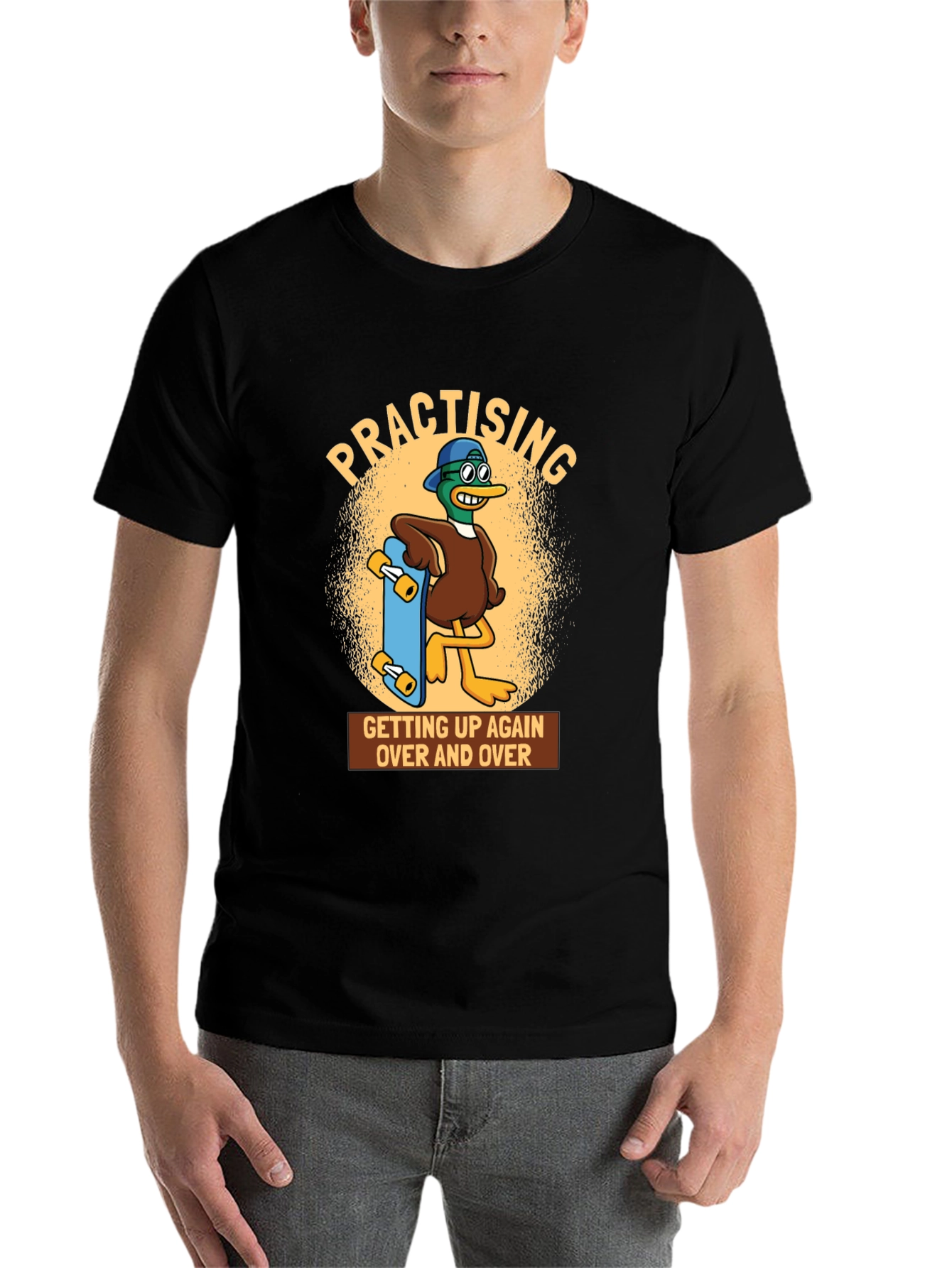 Black Practising Duck Graphic T-Shirt view 7