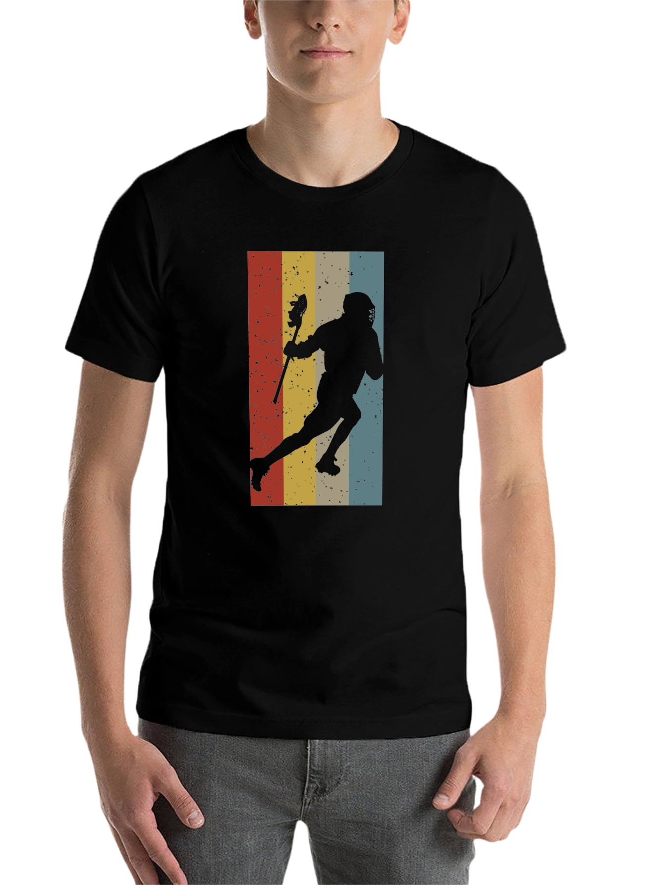 Black Vintage Lacrosse Player Graphic Tee view 7